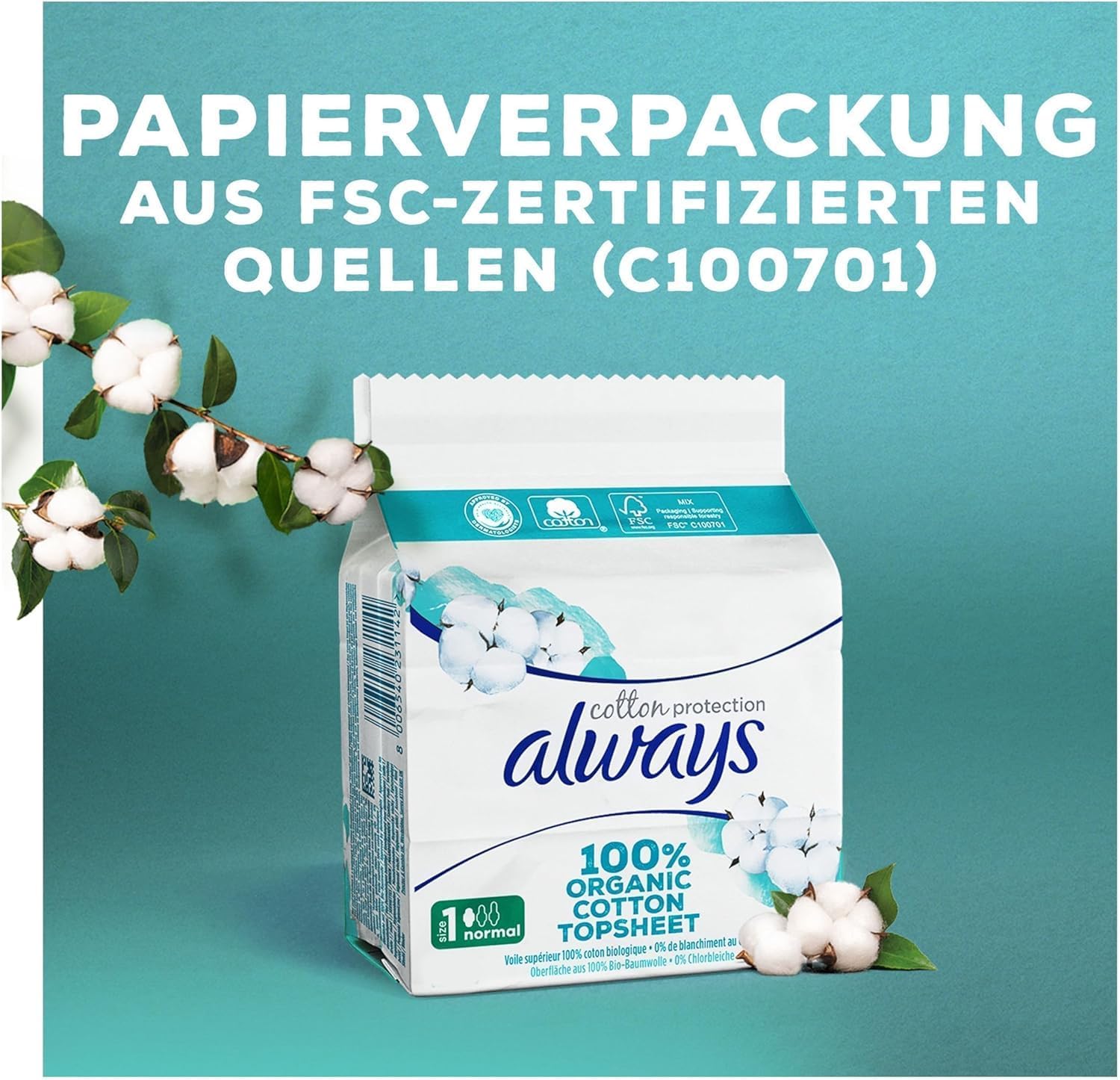 Always Ultra Damen-Damenbinden, Größe 2, Baumwollschutz, lange Damenbinden mit Flügeln (3 x 18 Stück), Monatspackung, ultradünn und super saugfähig – Bild 7