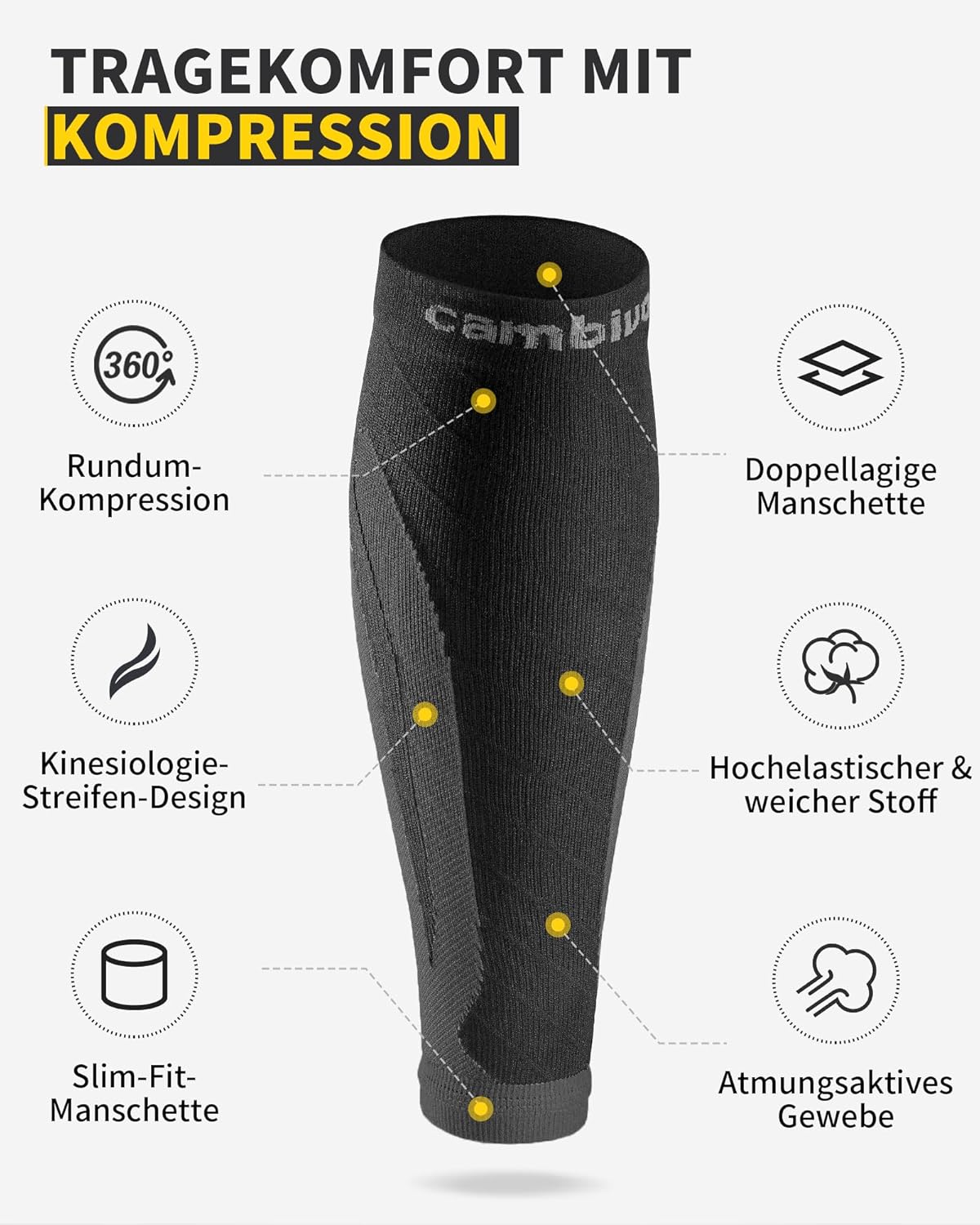 CAMBIVO 3 Paar Kompressionsstrümpfe für Damen und Herren – für Sport, Skifahren, Fliegen, Reisen und Schwangerschaft – Bild 3