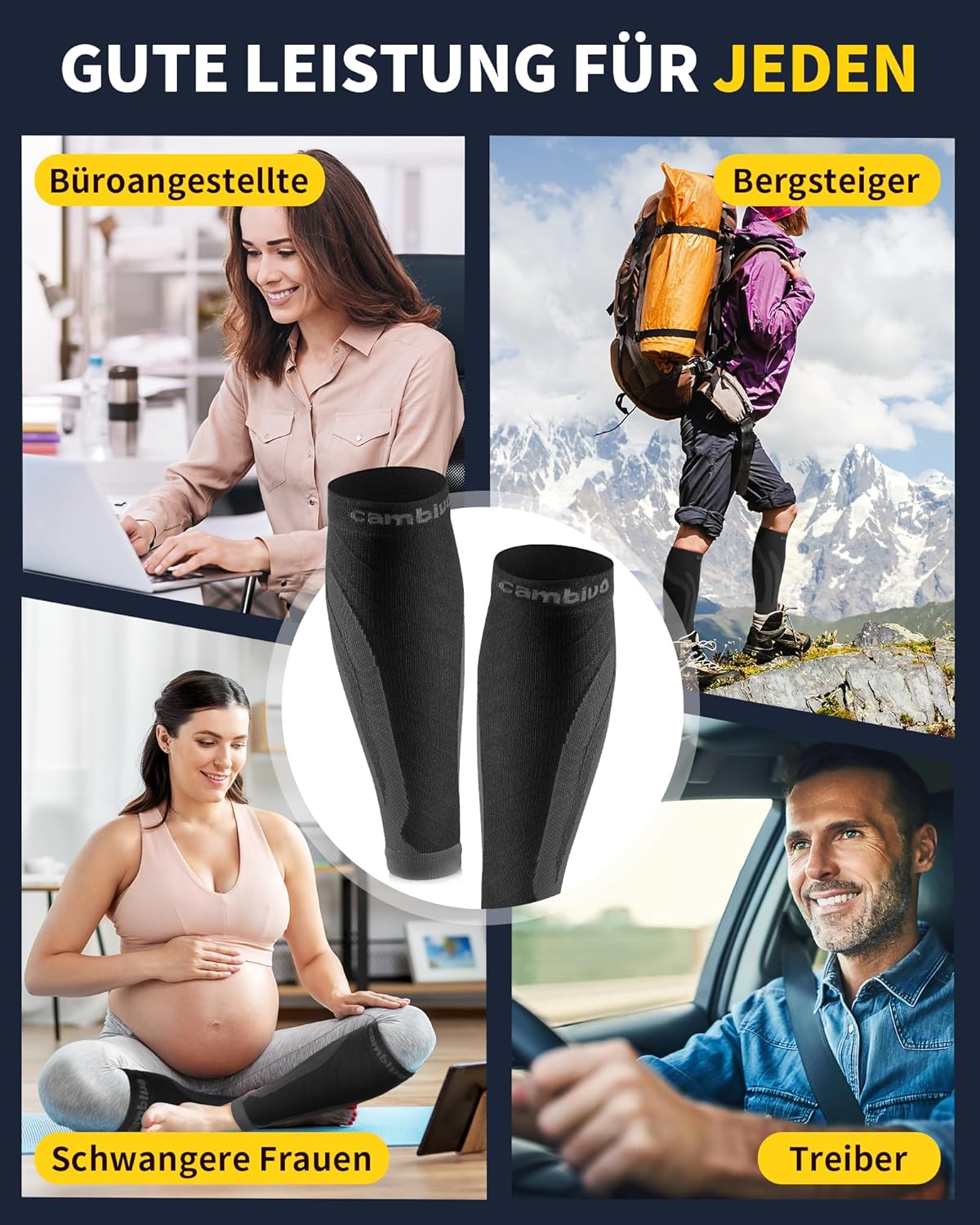 CAMBIVO 3 Paar Kompressionsstrümpfe für Damen und Herren – für Sport, Skifahren, Fliegen, Reisen und Schwangerschaft – Bild 6