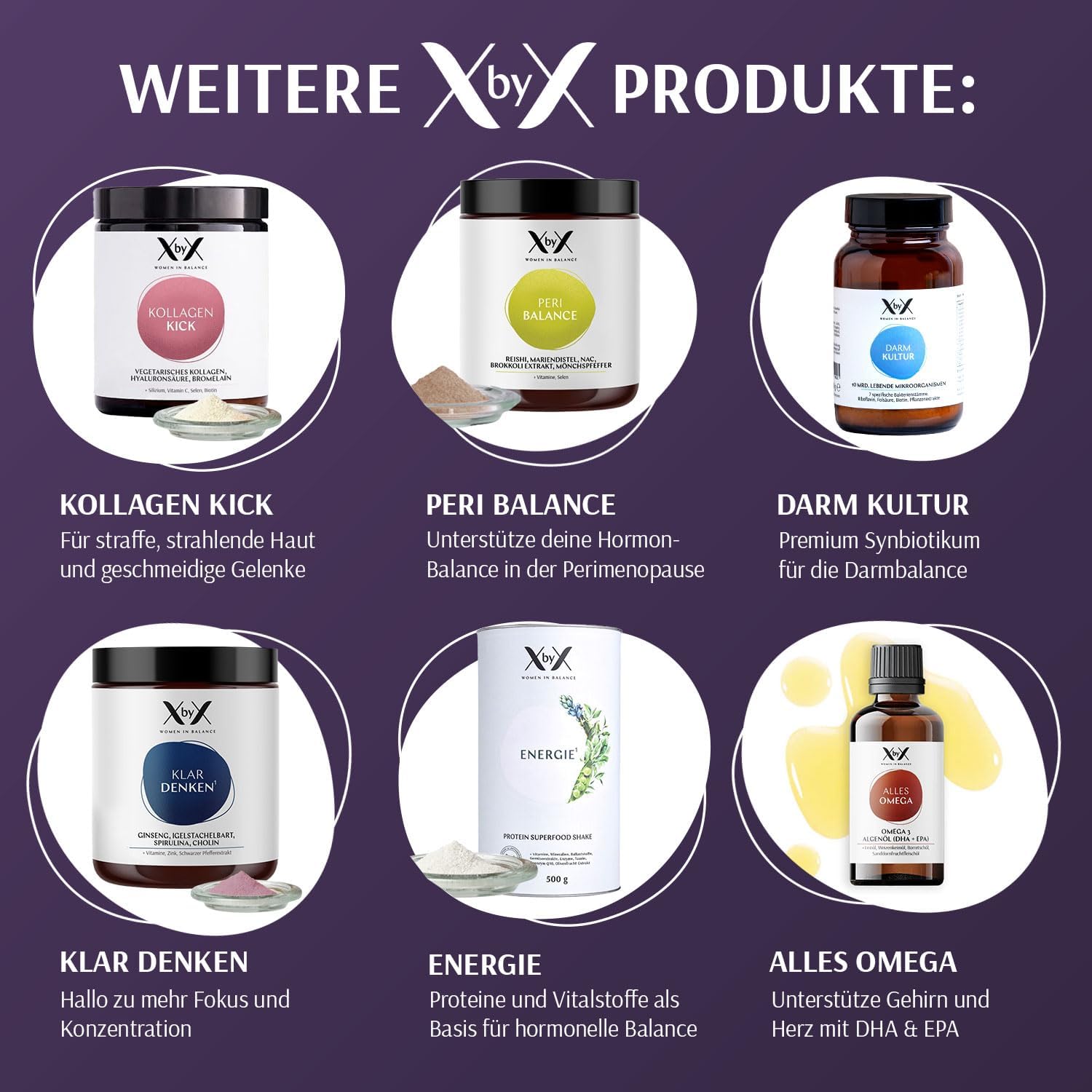 XbyX Phyto Power 3er Set, 270 g, 135 Portionen, Hormonelle Unterstützung ab den Wechseljahren, Hormonfrei, Sojafrei, mit Rotklee, Cordyceps, Schisandra, Nachtkerzenöl, Hopfen & Leinsamen – Bild 8
