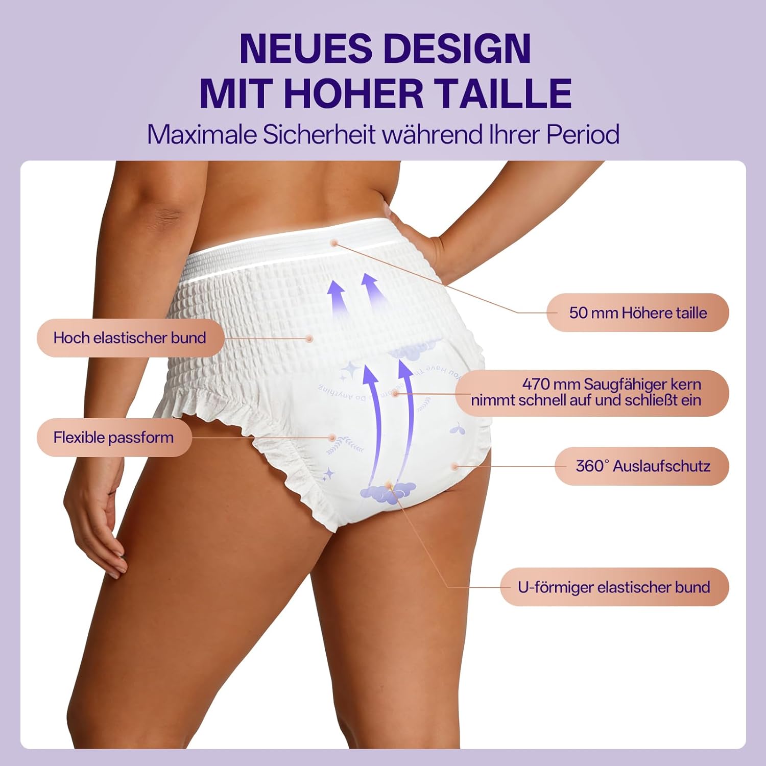 Einweg-Inkontinenzunterwäsche für Frauen, Windeln für Erwachsene mit maximaler Saugfähigkeit, weicher und atmungsaktiver Slip mit Auslaufschutz, Slip für die Zeit nach der Geburt für Tag und Nacht – Bild 2