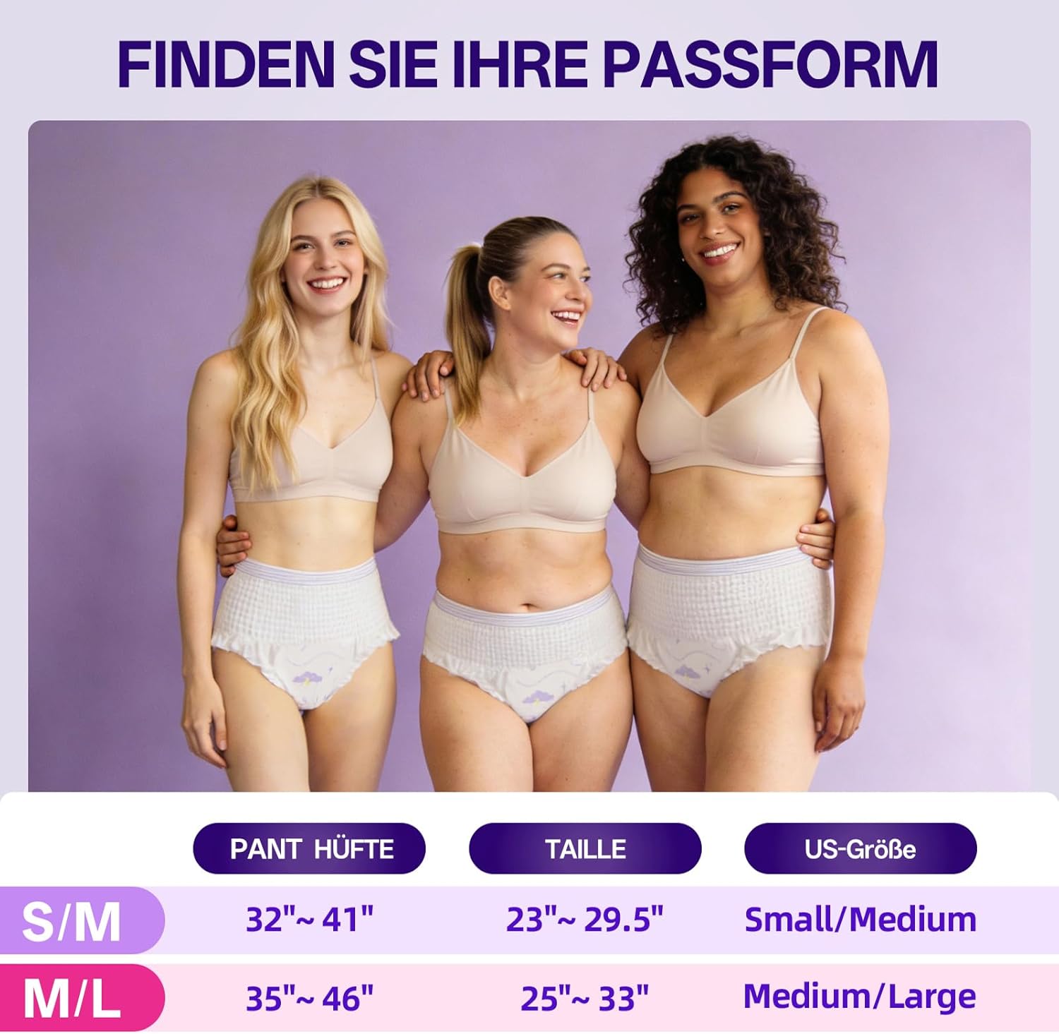 Einweg-Inkontinenzunterwäsche für Frauen, Windeln für Erwachsene mit maximaler Saugfähigkeit, weicher und atmungsaktiver Slip mit Auslaufschutz, Slip für die Zeit nach der Geburt für Tag und Nacht – Bild 6