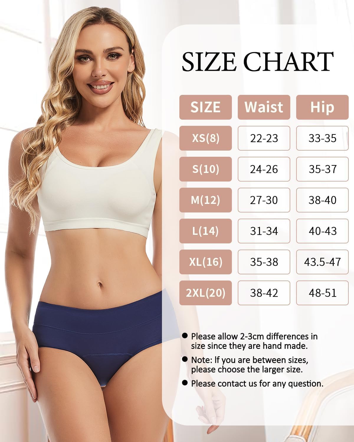 Periodenunterwäsche, Damen-Unterhose, starke Blutung, 60 ml, auslaufsichere Baumwolle, 3er-Set – Bild 7