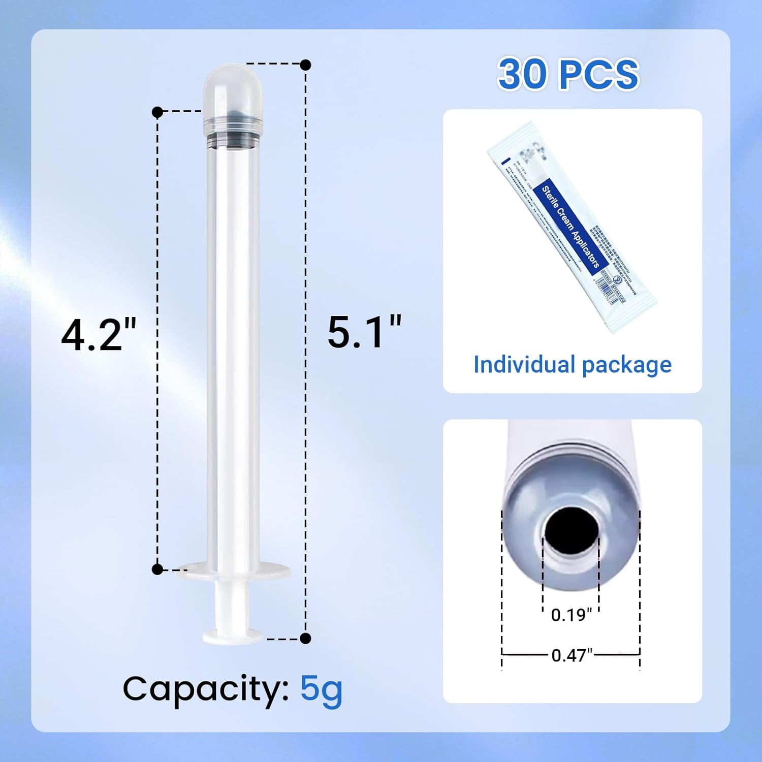 EDWERD Med Sterile Vaginalcreme-Applikatoren – Einzeln verpackter Kunststoff-Applikator für Salben, Gels & Cremes mit Dosierungsmarkierungen, Einweg, 30 Packungen (5 g) – Bild 2