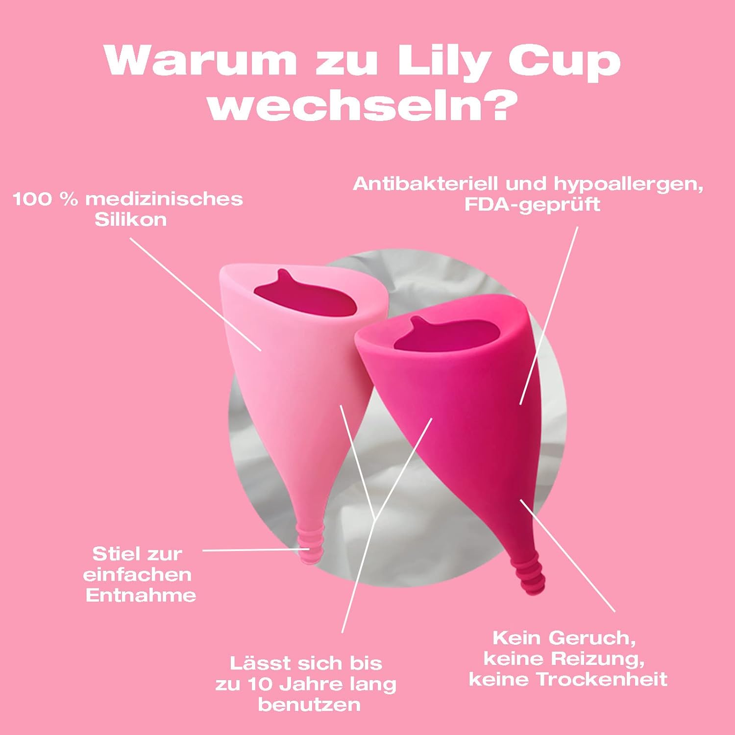INTIMINA Lily Cup, superweiche Menstruationstasse (Größe B) – Bild 3