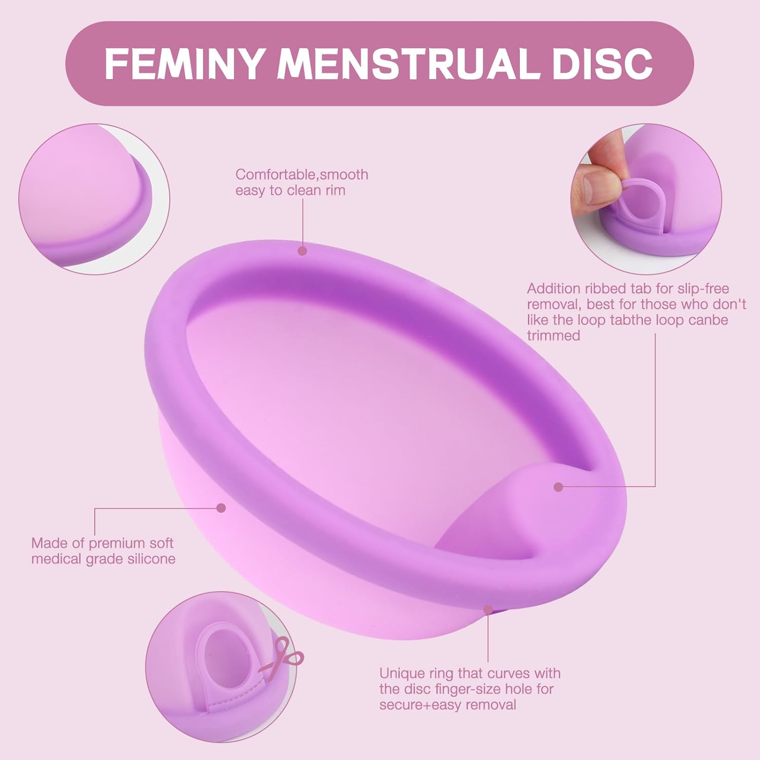 Menstruationsscheibe, 2 Stück Periodenscheiben (S+L), Menstruationsscheibe, auslaufsichere Menstruationstassen aus medizinischem Silikon, wiederverwendbare Scheibe für aktive Frauen, Sport, Schwimmen – Bild 3