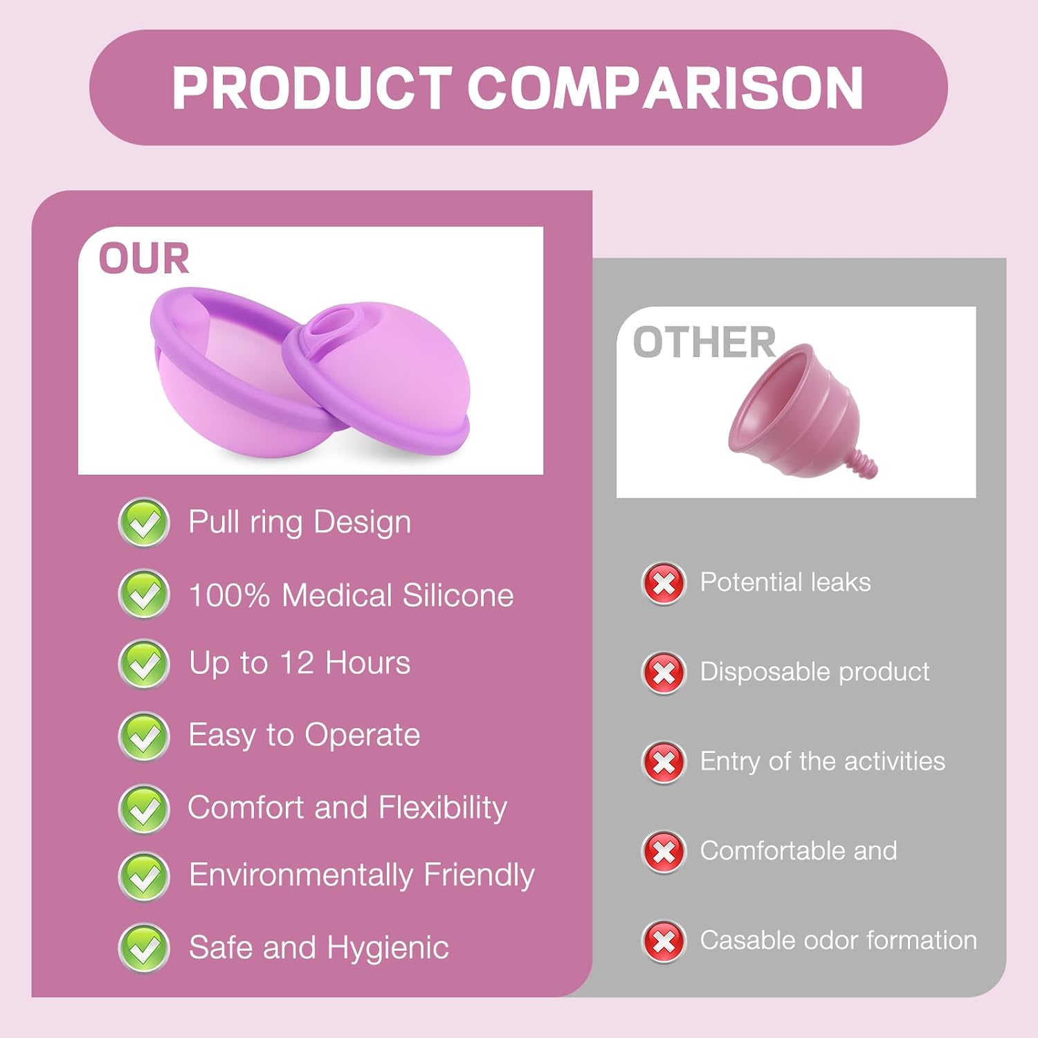 Menstruationsscheibe, 2 Stück Periodenscheiben (S+L), Menstruationsscheibe, auslaufsichere Menstruationstassen aus medizinischem Silikon, wiederverwendbare Scheibe für aktive Frauen, Sport, Schwimmen – Bild 5