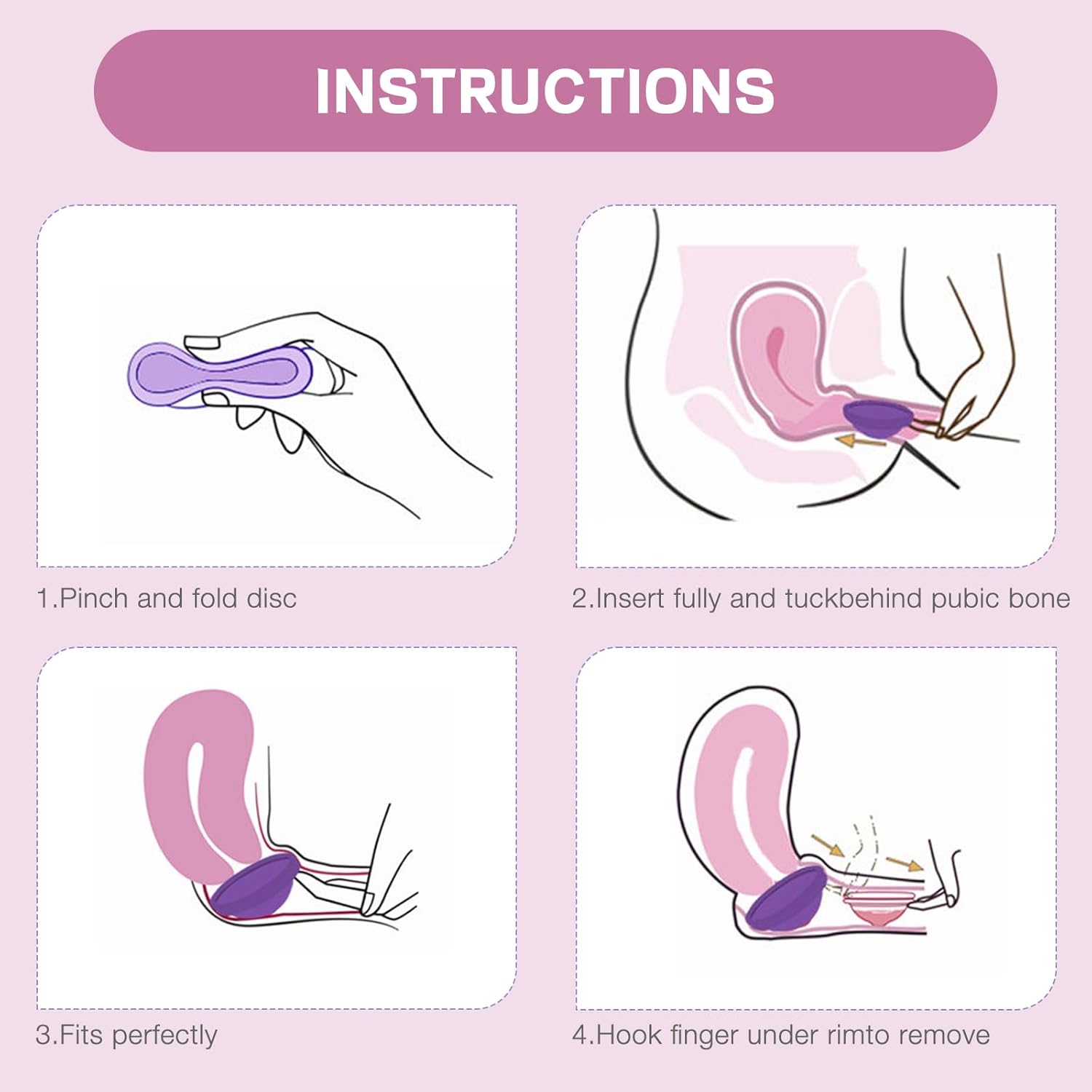 Menstruationsscheibe, 2 Stück Periodenscheiben (S+L), Menstruationsscheibe, auslaufsichere Menstruationstassen aus medizinischem Silikon, wiederverwendbare Scheibe für aktive Frauen, Sport, Schwimmen – Bild 6