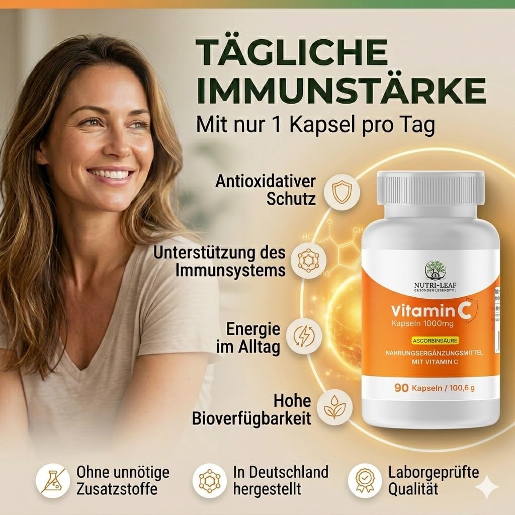 NUTRI-LEAF Vitamin C 1000 mg pro Kapsel – Bild 2