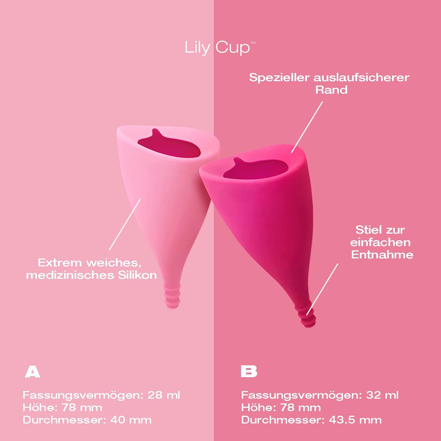 INTIMINA Lily Cup, superweiche Menstruationstasse (Größe B) – Bild 5