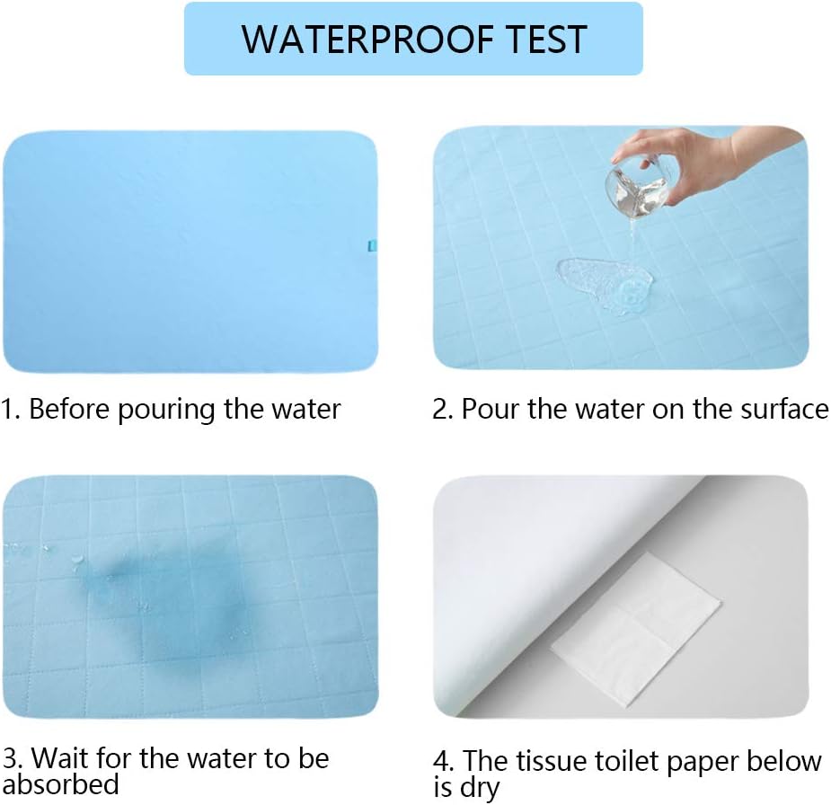 Wasserdichte waschbare Inkontinenzeinlage 86 x 132 cm, atmungsaktive, saugfähige Fleece-Weichheits-Inkontinenzeinlage für Kinder oder Erwachsene, blau – Bild 6