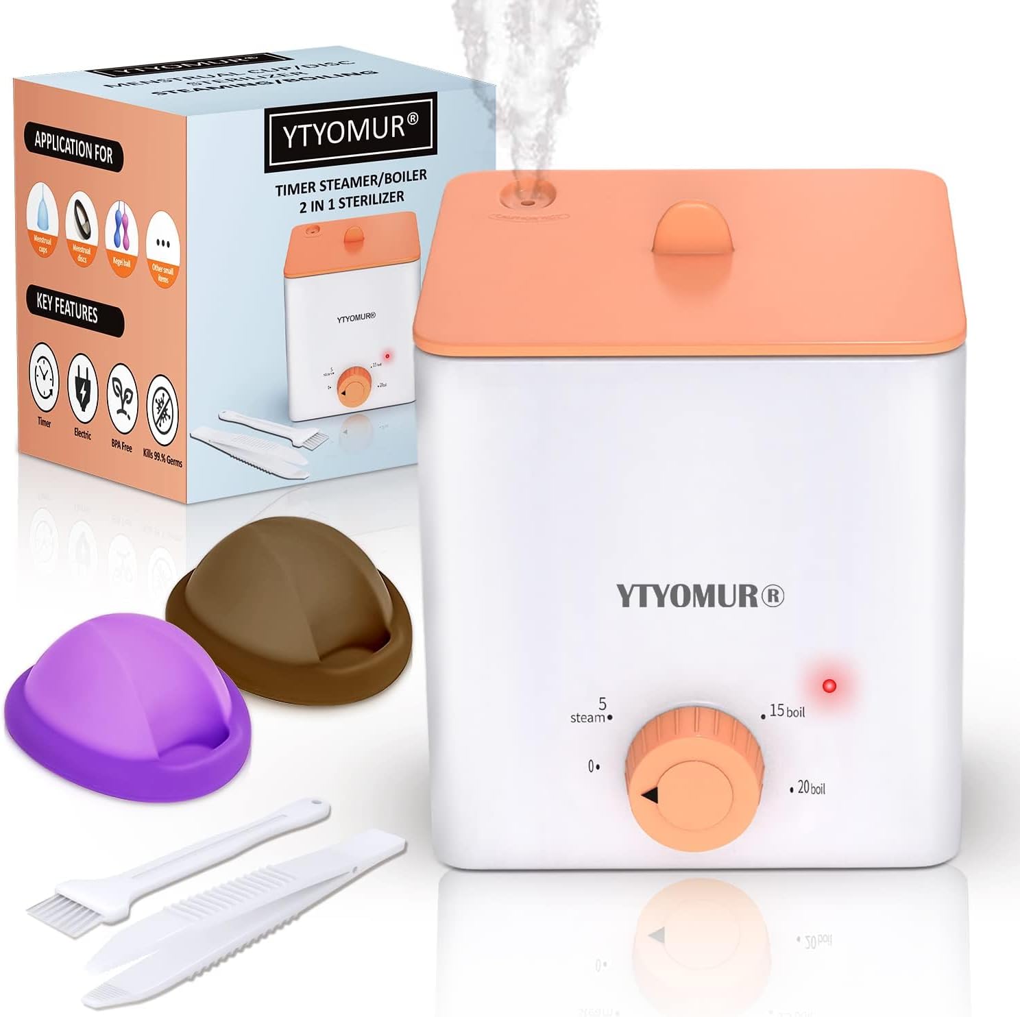 Menstruationsscheibe mit Sterilisator – Menstruationstassen-Sterilisator, Dampfgarer, wiederverwendbare Menstruationsscheibe, Menstruationstassen-Set (Sterilisator + Scheibe)