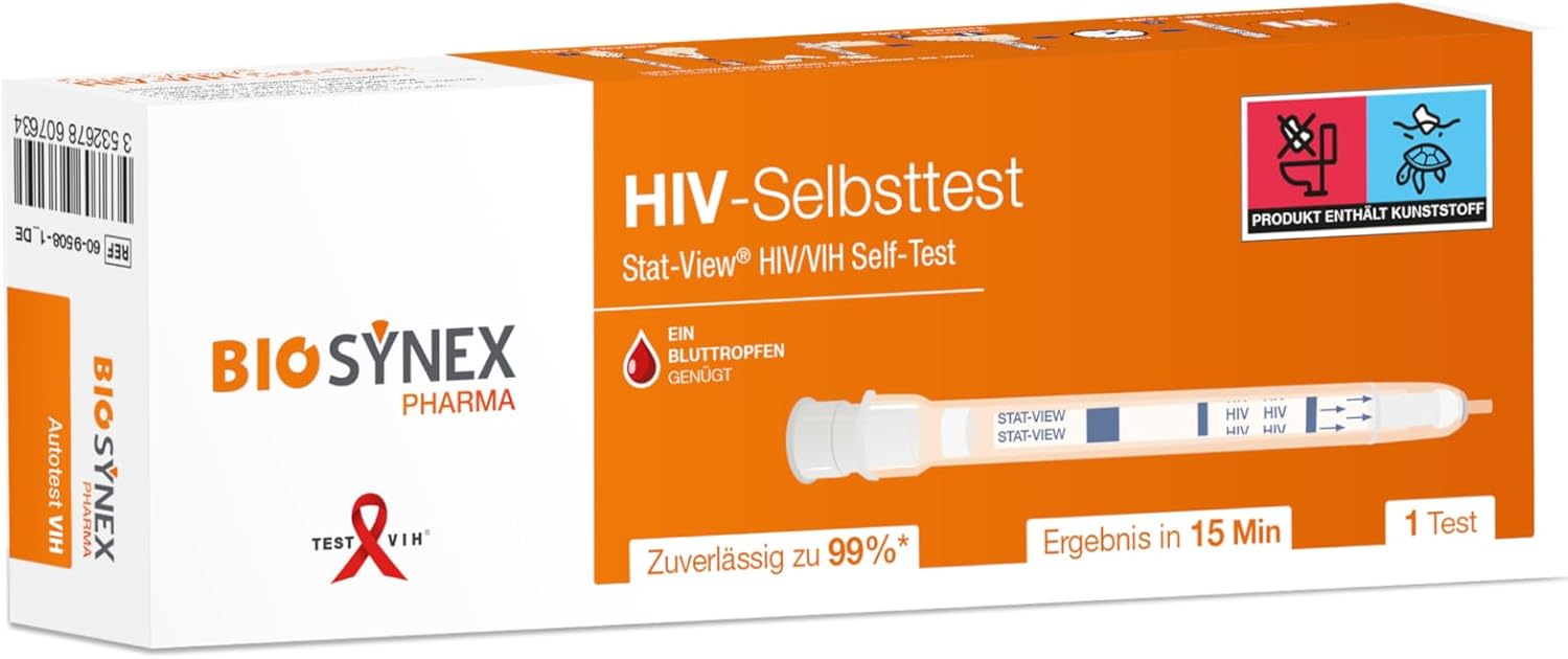 BIOSYNEX - Stat-View - HIV - AIDS Schnelltest - zuverlässiger und vertraulicher Selbsttest (1 Test)