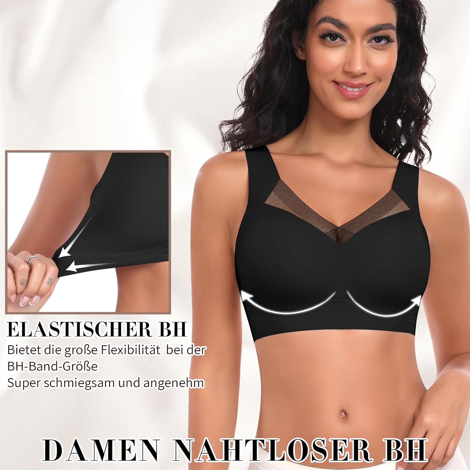 Damen-BH ohne Bügel, nahtloser, bequemer BH, weicher, glatter BH, Bustier, bügelloser BH, Komfort, weicher BH, T-Shirt-Bralette, gepolstert – Bild 4