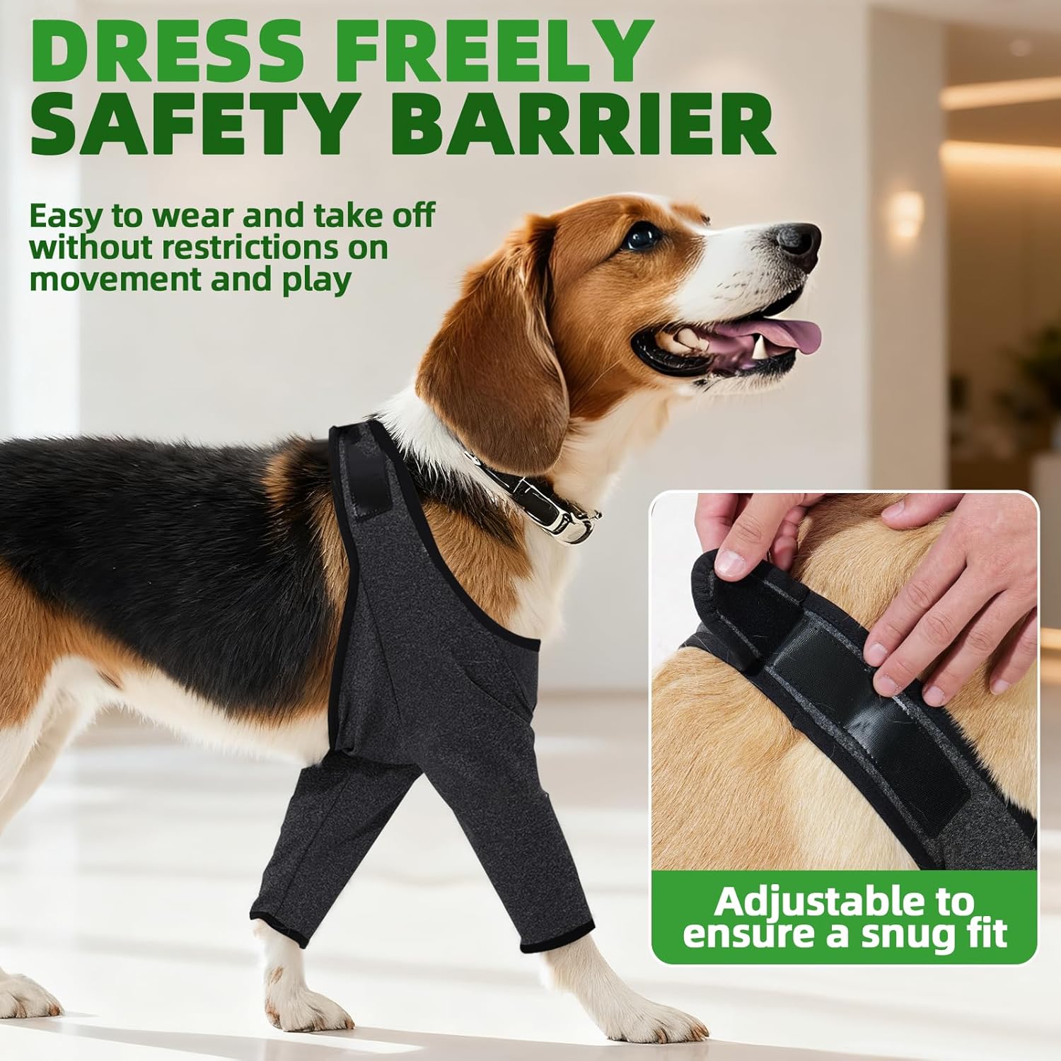 Hunde-Bodysuit nach Operationen, Hundekleidung zur Unterstützung der Genesung nach Operationen an den Vorderbeinen, Ellbogenschutz für Hunde, Wundschutz für Hundebeine (Grau, M) – Bild 4