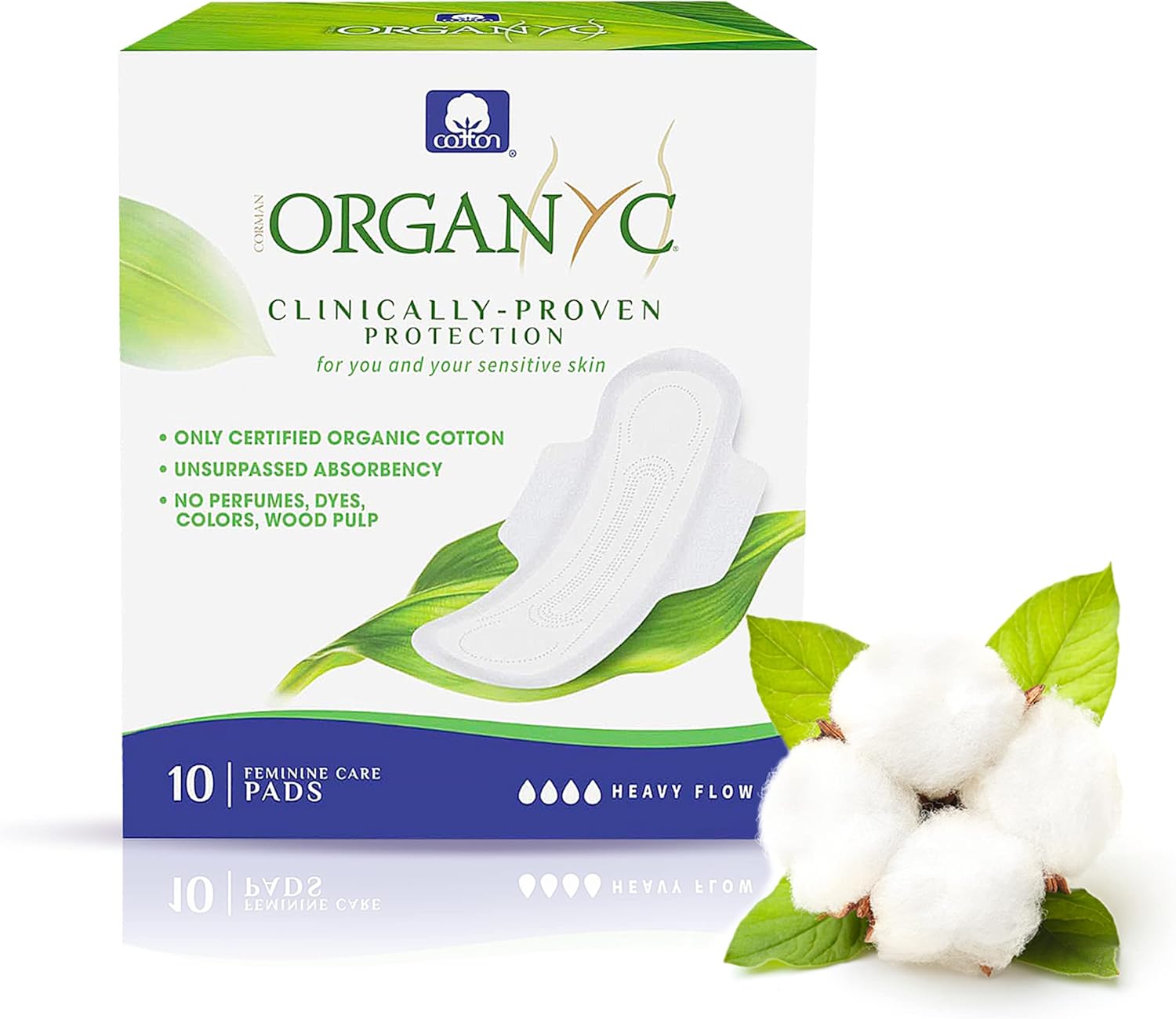 Organyc Nachtbinden mit Flügeln – 100 % Bio-Baumwolle, 4er-Pack (4 x 10) – Bild 2