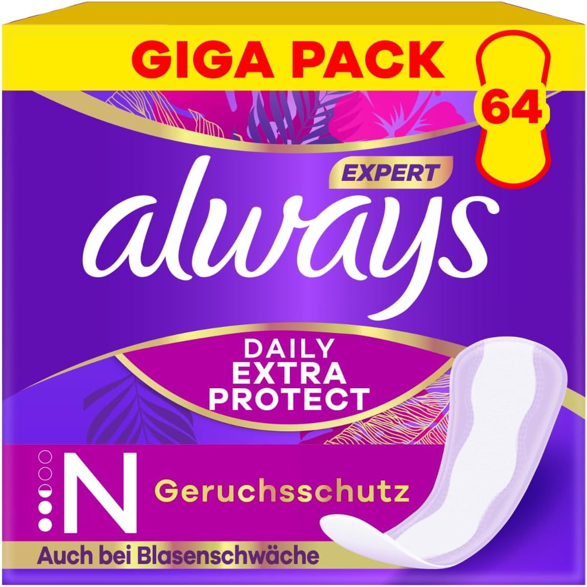 30% Sparen beim Kauf von 3X - Always Daily Extra Protect Slipeinlagen Damen, Normal (64 Bindungen), Giga Pack, schliesst Gerüche und Flüssigkeit sofort ein, für maximalen Schutz am Tag