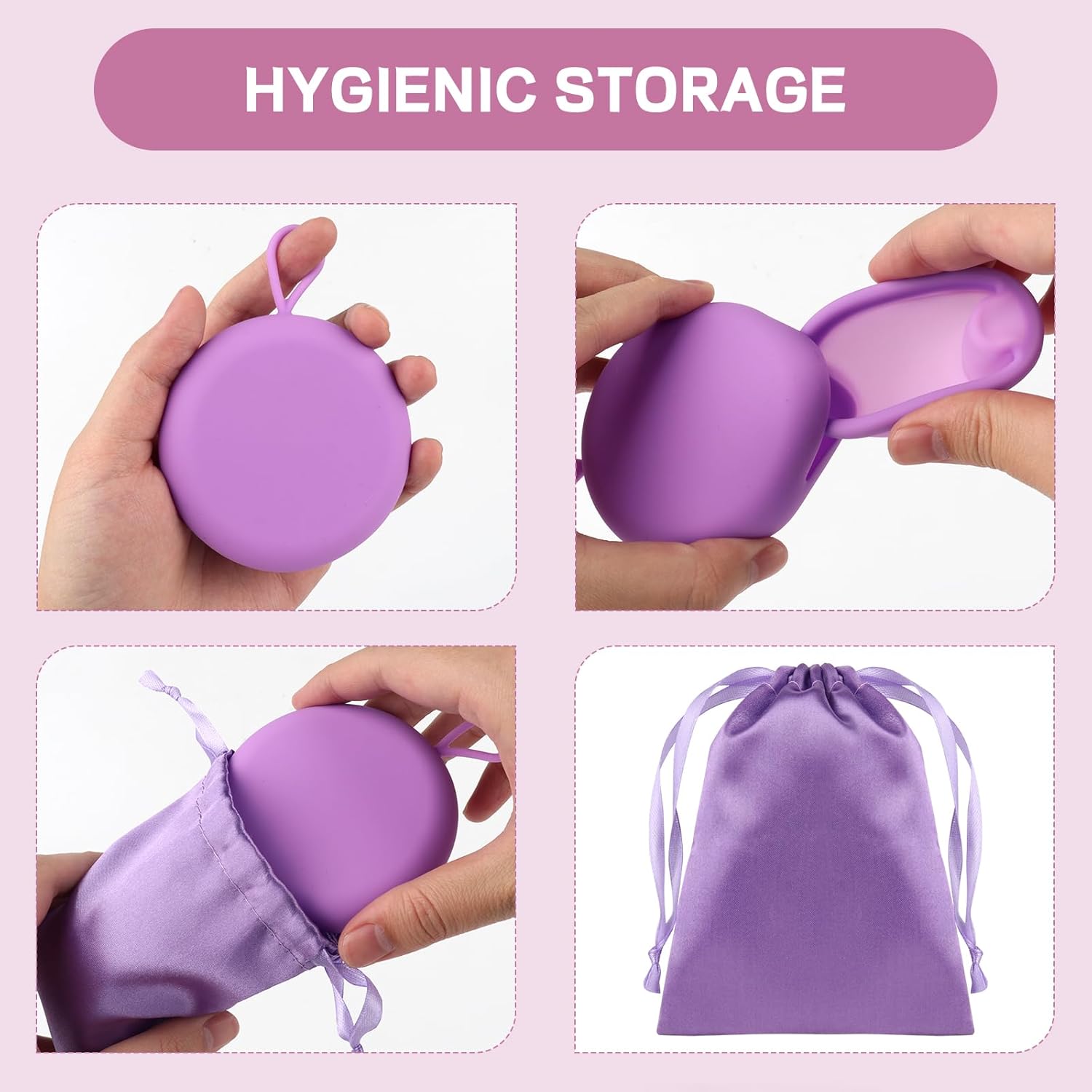 Menstruationsscheibe, 2 Stück Periodenscheiben (S+L), Menstruationsscheibe, auslaufsichere Menstruationstassen aus medizinischem Silikon, wiederverwendbare Scheibe für aktive Frauen, Sport, Schwimmen – Bild 7