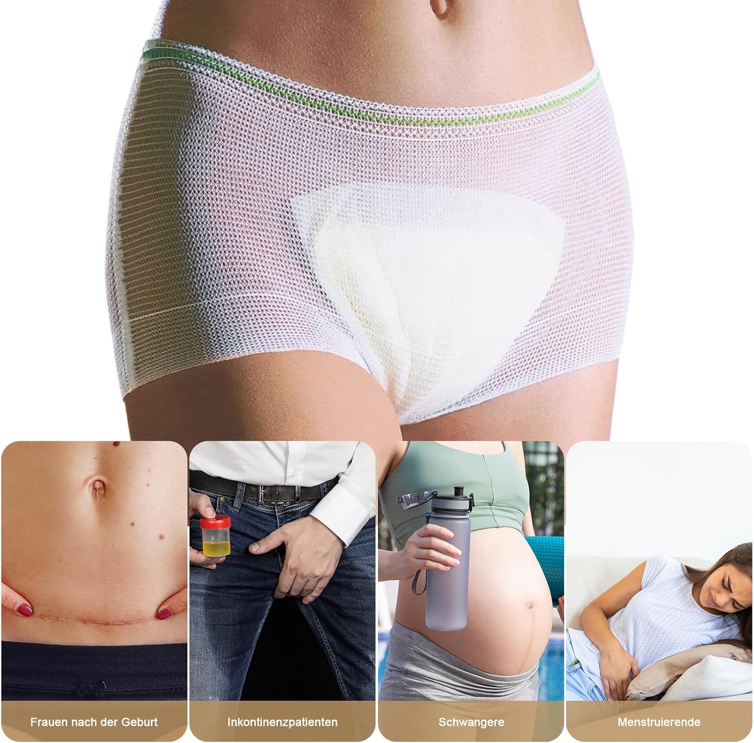 50 x Postpartum-Unterwäsche, Umstandsslips zur Fixierung von Damenbinden für Schwangere, waschbare, atmungsaktive, weiche und hautfreundliche Netzhöschen, Postpartum für Frauen nach der Geburt (L) – Bild 5