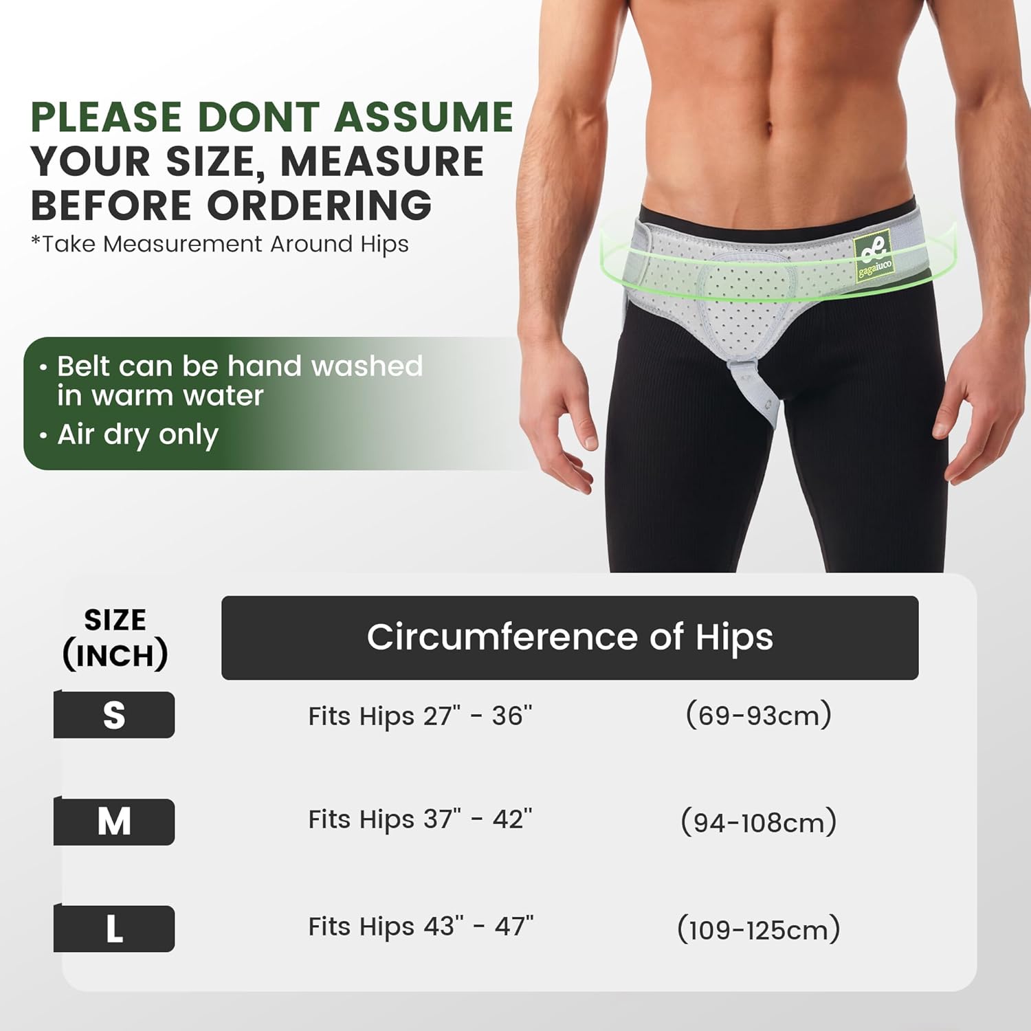 Herniengürtel; Leistenbruchgürtel für Damen und Herren – Leistenbruchbandage links und rechts tragbar – flexibel verstellbarer Leistenbruchgürtel S – Bild 7