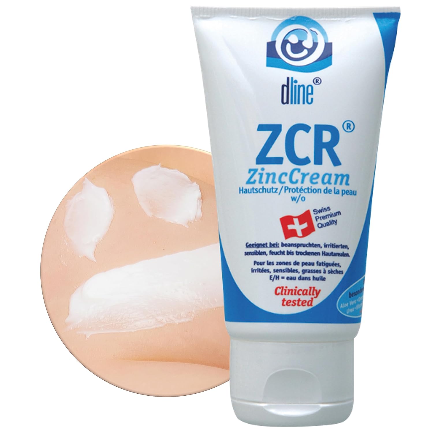 dline ZCR-ZincCream 50 ml Windelcreme / Wundschutzcreme / Intimpflege von Care Professional, Zinkcreme mit Aloe Vera Jojobaöl, Nachtkerzenöl, Panthenol, Sheabutter Urea, Zink