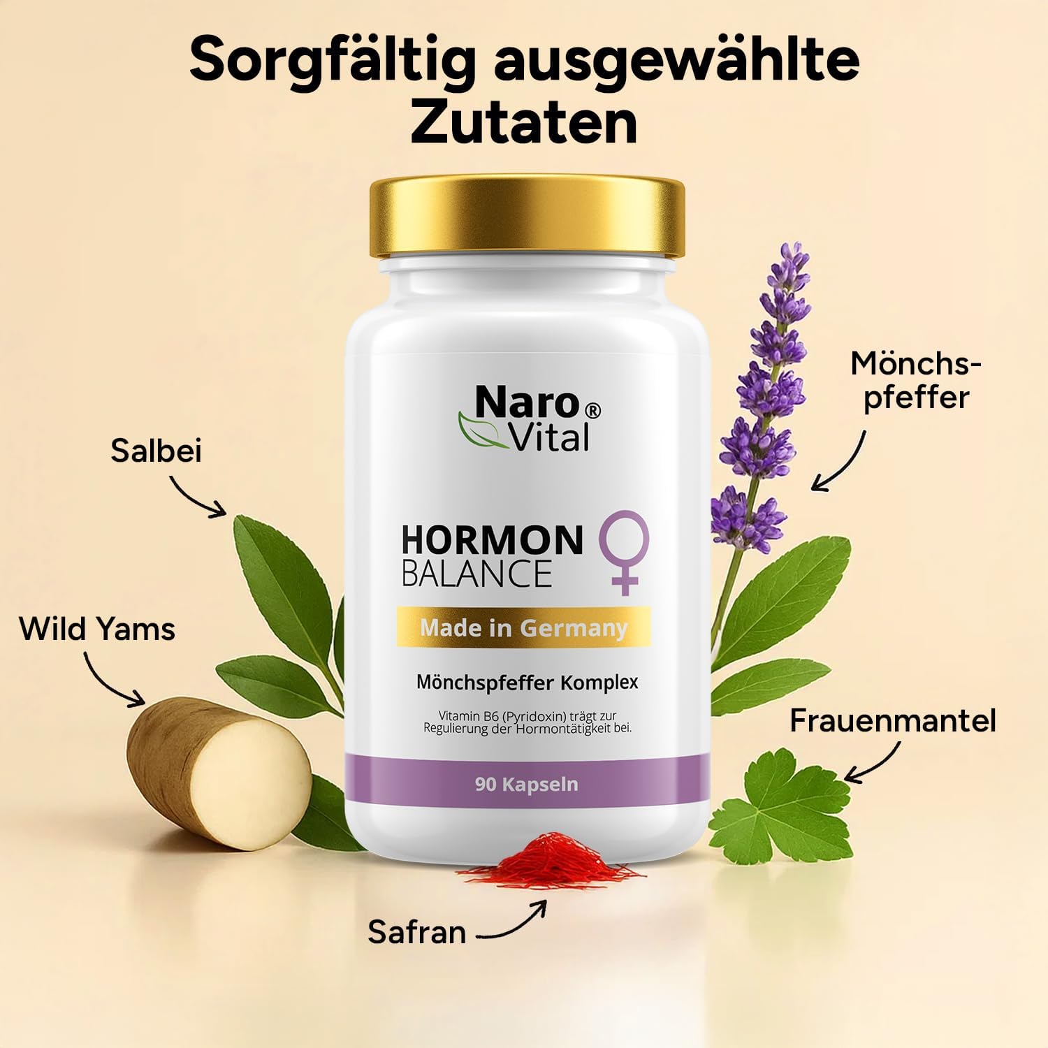 Hormone Balance Frauenkomplex mit Mönchspfeffer hochdosiert, Myo-Inositol & Yamswurzel für Zyklus, PMS, PCO, Wechseljahre Wechseljahre, 90 vegane Kapseln mit Agnus Castus – Bild 5