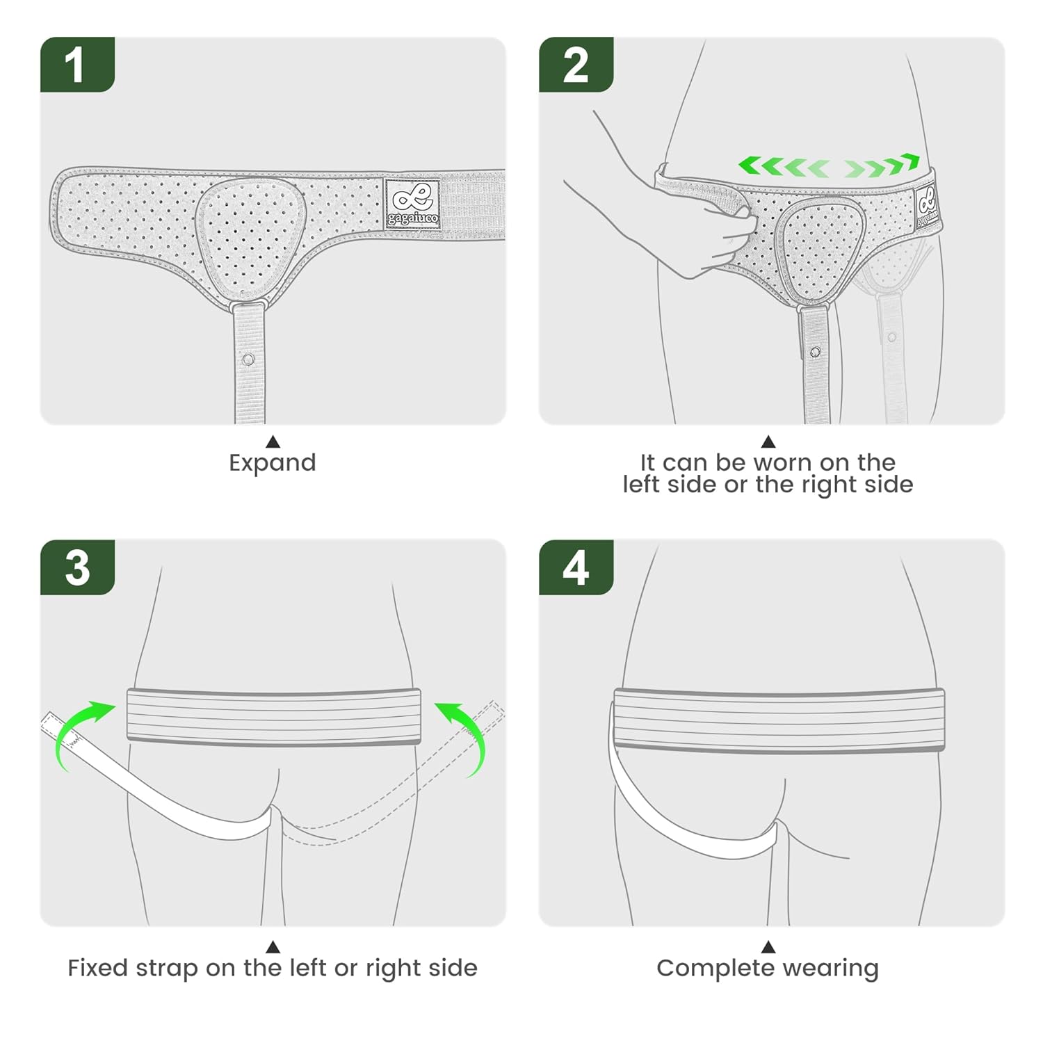 Herniengürtel; Leistenbruchgürtel für Damen und Herren – Leistenbruchbandage links und rechts tragbar – flexibel verstellbarer Leistenbruchgürtel S – Bild 6