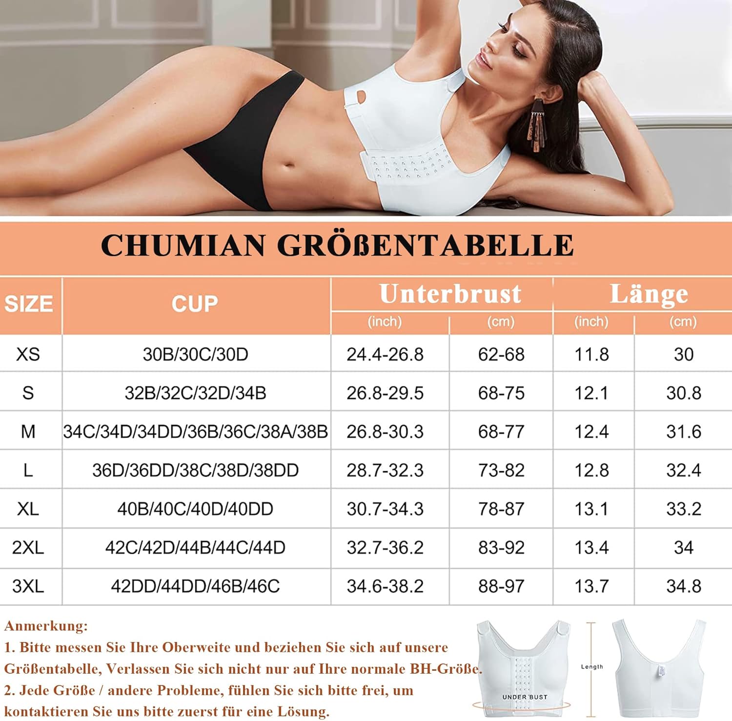Postoperativer Sport-BH für Damen ohne Bügel, kabelloser BH mit verstellbaren Trägern, Kompressions-BH nach Brustoperationen, nahtloser Schlaf-BH – Bild 6