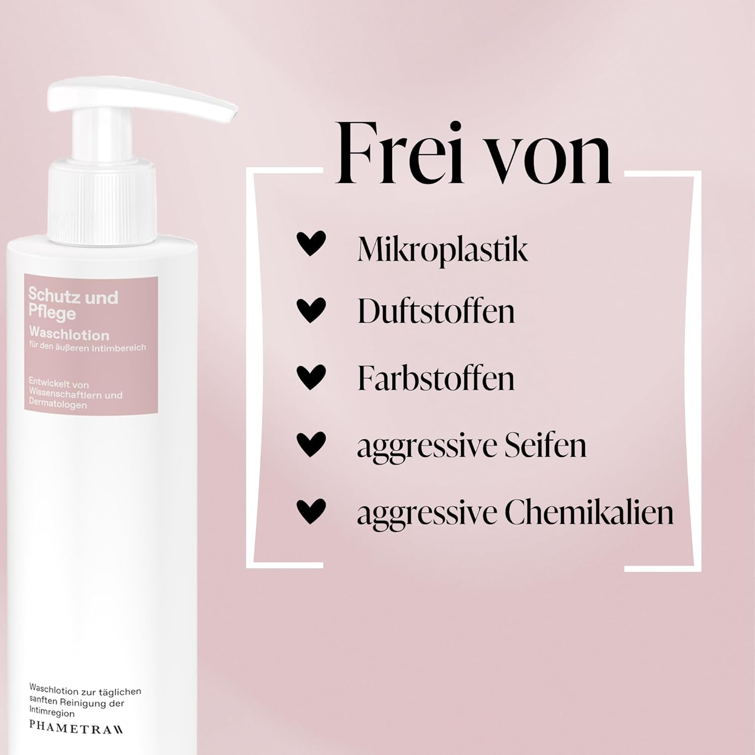 Phametra Schutz- und Pflege-Waschlotion für den äußeren Intimbereich, 200 ml Pumpflasche, medizinische Intimpflege, dermatologisch getestet, tägliche Reinigung, vegan – Bild 5