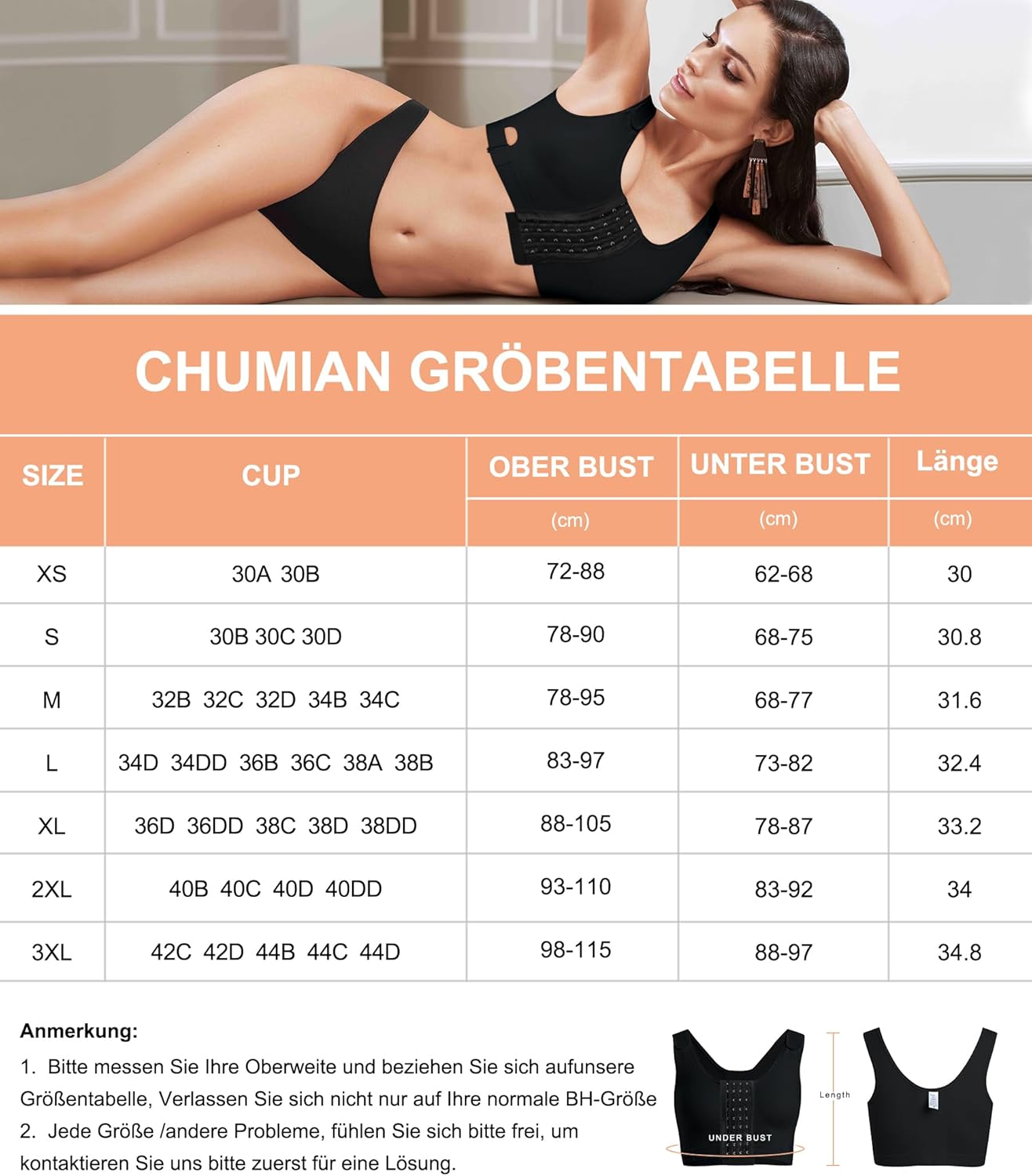 Postoperativer Sport-BH für Damen ohne Bügel, kabelloser BH mit verstellbaren Trägern, Kompressions-BH nach Brustoperationen, nahtloser Schlaf-BH – Bild 7