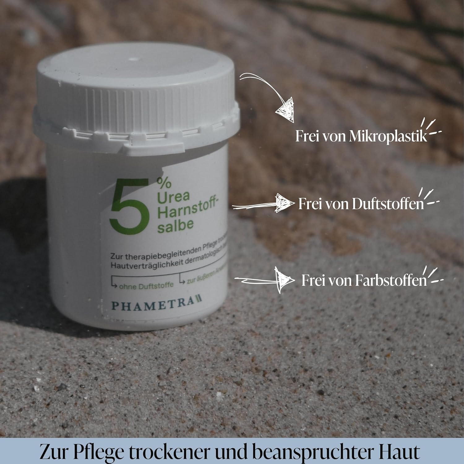 Phametra Urea Harnstoffsalbe 5 % | Medizinische Hautpflege | Feuchtigkeitscreme für trockene und empfindliche Haut | Körperpflege ohne Duftstoffe | 250 g – Bild 4
