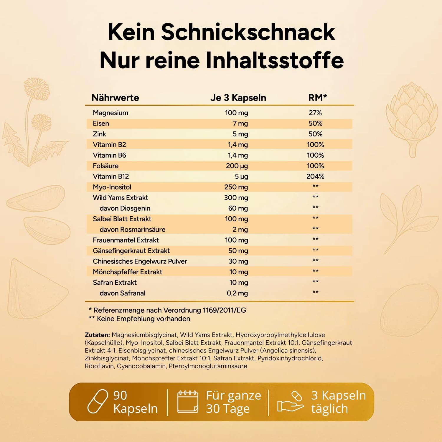 Hormone Balance Frauenkomplex mit Mönchspfeffer hochdosiert, Myo-Inositol & Yamswurzel für Zyklus, PMS, PCO, Wechseljahre Wechseljahre, 90 vegane Kapseln mit Agnus Castus – Bild 6