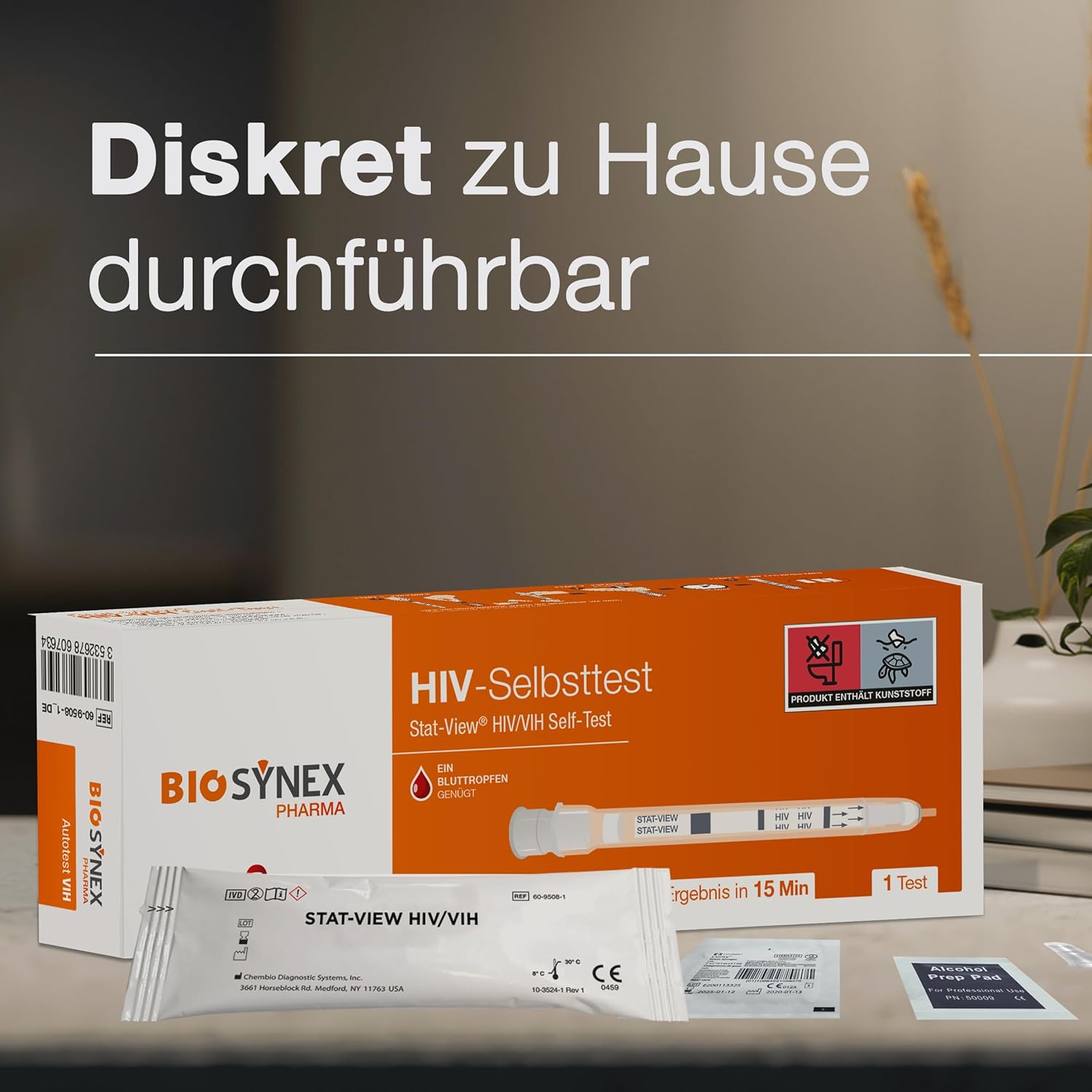 BIOSYNEX - Stat-View - HIV - AIDS Schnelltest - zuverlässiger und vertraulicher Selbsttest (1 Test) – Bild 6