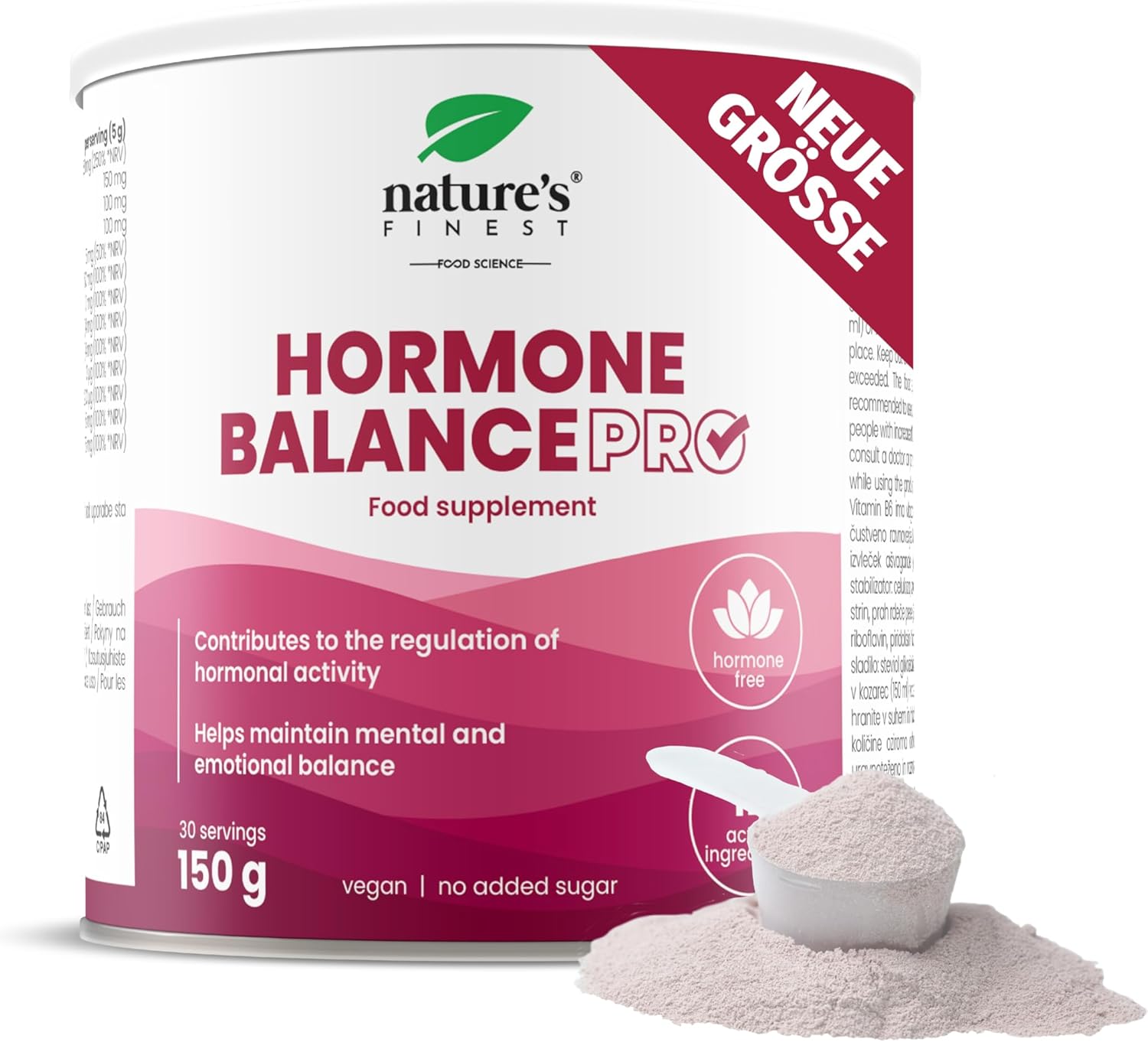 Nature's Finest Hormone Balance PRO – Hormone Balance Frauen mit Ashwagandha, Johanniskraut, B-Komplex, Zinkgluconat, Folsäure & Niacin – Pulver – 150 g – Hergestellt in der EU
