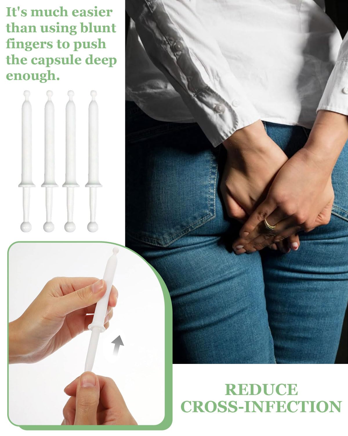 20 Stück, hygienisch, Intimduschen, Einlauf, Vaginal, ovale Applikatorröhre für die meisten Zäpfchen, Salbenapplikator Vaginal, Vaginalzäpfchen, einzeln verpackt – Bild 5
