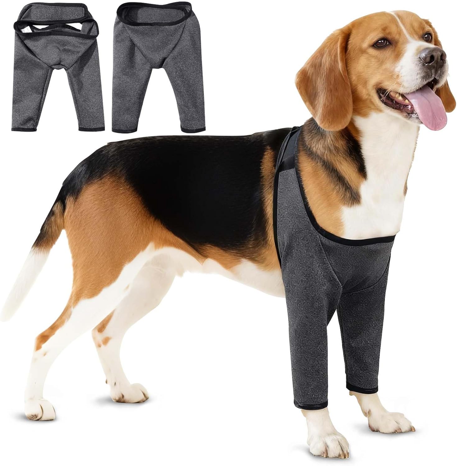 Hunde-Bodysuit nach Operationen, Hundekleidung zur Unterstützung der Genesung nach Operationen an den Vorderbeinen, Ellbogenschutz für Hunde, Wundschutz für Hundebeine (Grau, M)