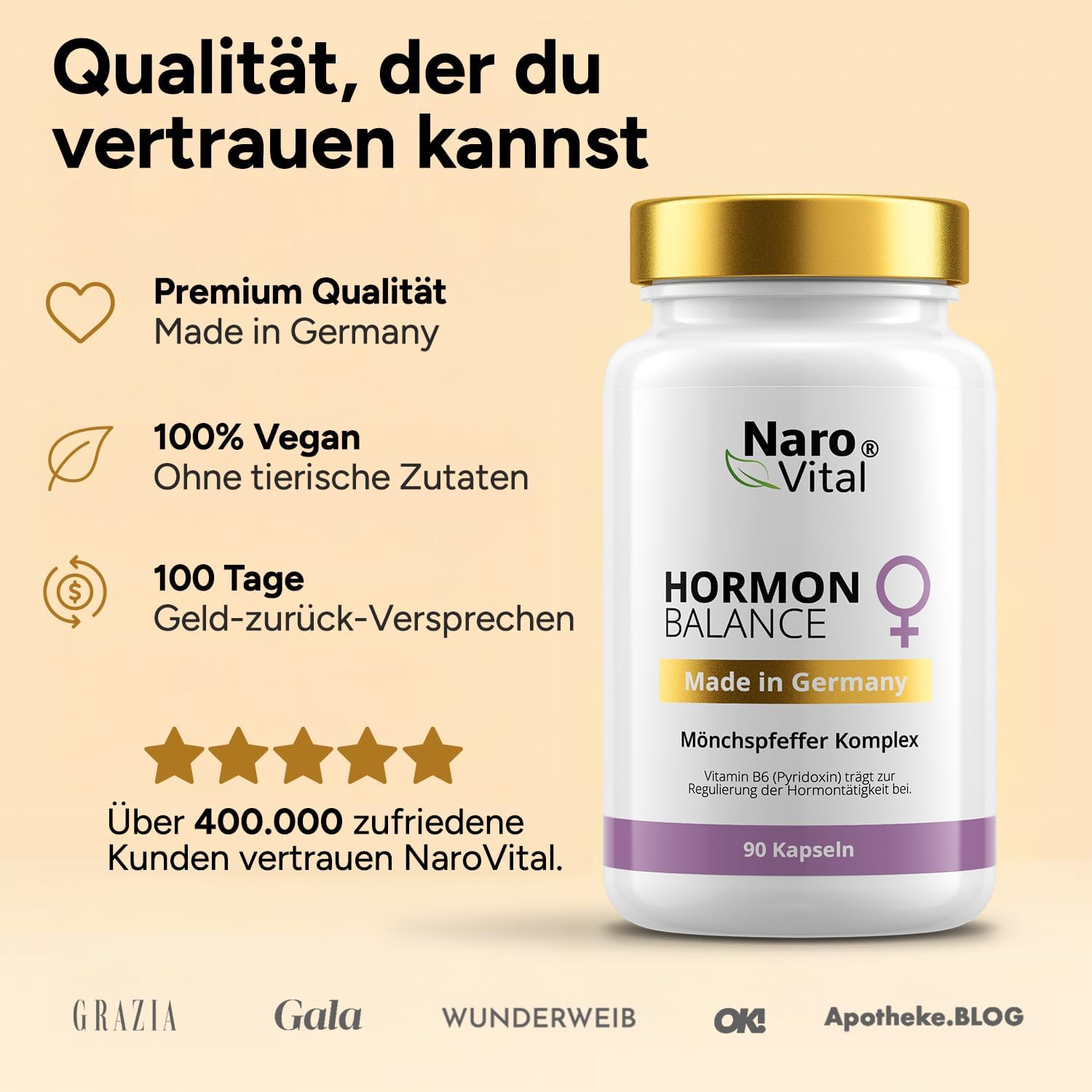 Hormone Balance Frauenkomplex mit Mönchspfeffer hochdosiert, Myo-Inositol & Yamswurzel für Zyklus, PMS, PCO, Wechseljahre Wechseljahre, 90 vegane Kapseln mit Agnus Castus – Bild 7
