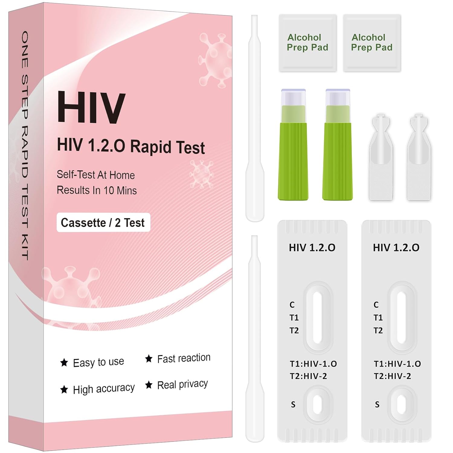 2 x HIV-Schnelltest – Selbsttest für zu Hause zum Nachweis von HIV-1, HIV-2 und Subtyp O – Ergebnis in 10 Minuten