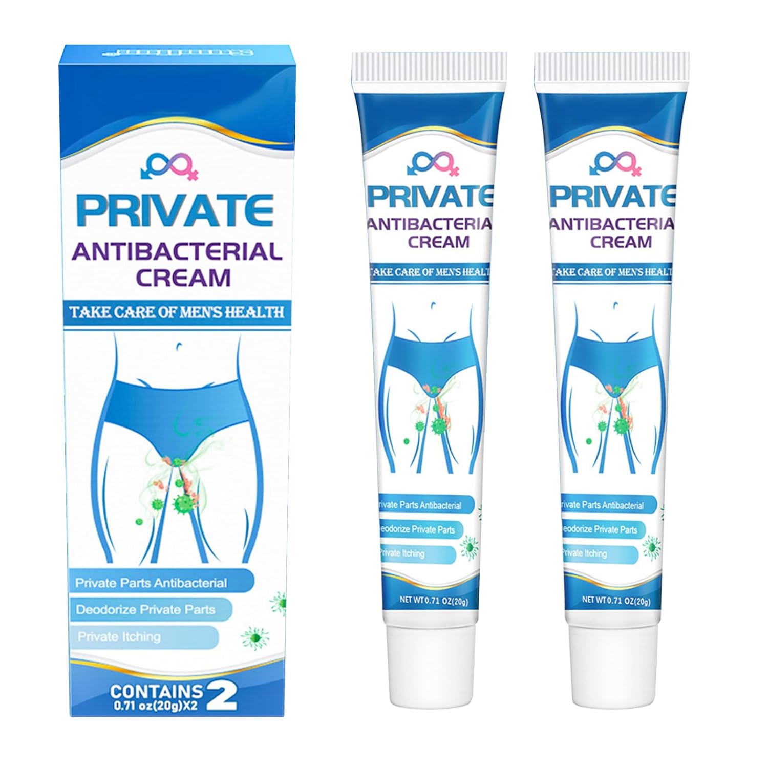 2er Pack Antibakterielle Intimcreme gegen Juckreiz, Antimykotische Creme für Männer & Frauen, Intimpflege für schnelle Linderung & Geruchskontrolle
