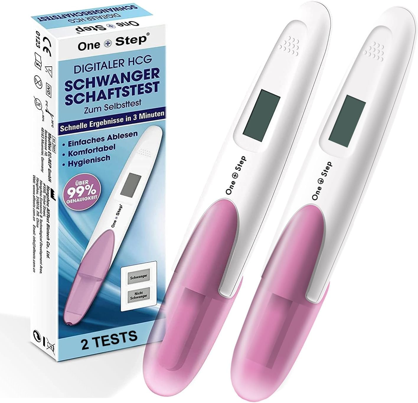 One+Step Schwangerschaftstest Frühtest Digital I Schwangerschaftstest I 1 x Frühschwangerschaftstest I Frühschwangerschaftstest mit Anzeige schwanger oder nicht schwanger I 25 mIU/ml