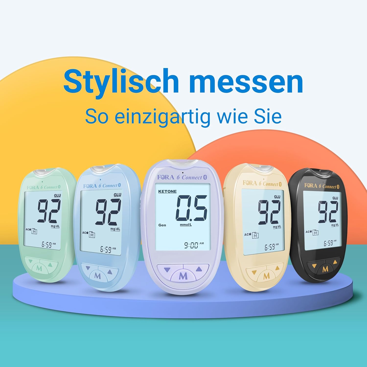 FORA 6 Connect | 4-in-1-Blutzucker-, Keton-, Cholesterin- und Harnsäuremessgerät | Für den Heimgebrauch | Bluetooth & App | Inklusive Teststreifen und Zubehör, Gelb – Bild 5