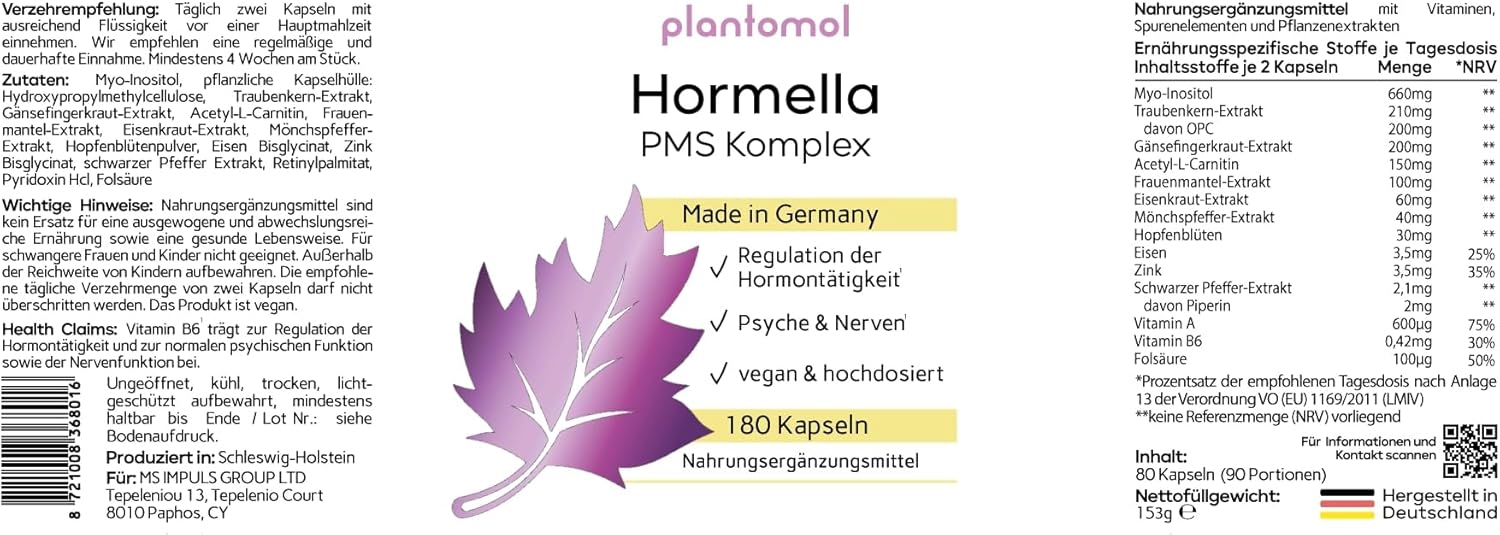 14x PMS Kapseln - Hormon Balance Frauen mit Myo-Inositol OPC Frauenmantel B6 & Mönchspfeffer hochdosiert - Hormella - 3 Monatsvorrat – Bild 10