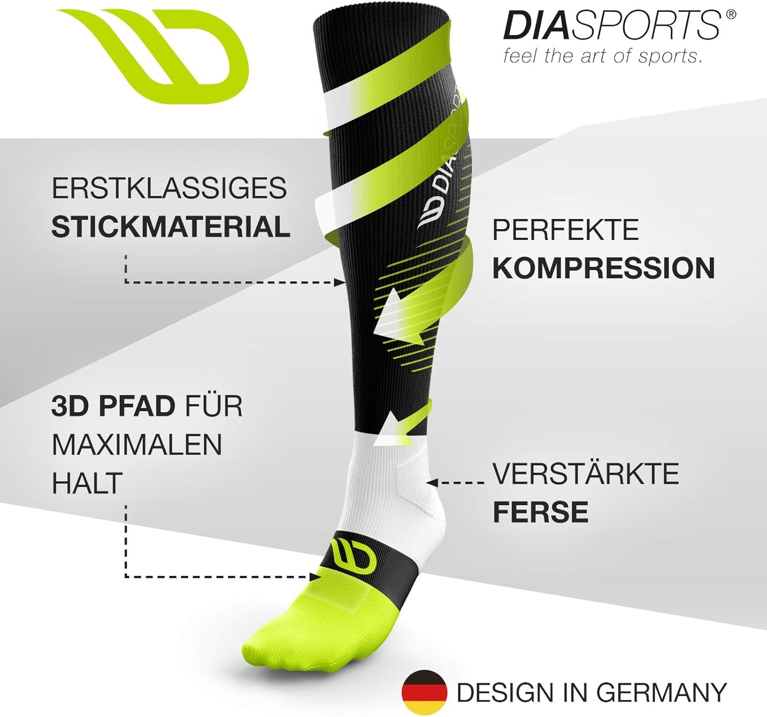 Runstars Kompressionssocken für Sport, Laufen, Marathon und Triathlon, Premium-Kompressionssocken mit gleichmäßiger Kompression und verstärkter Ferse für Männer und Frauen – Bild 3