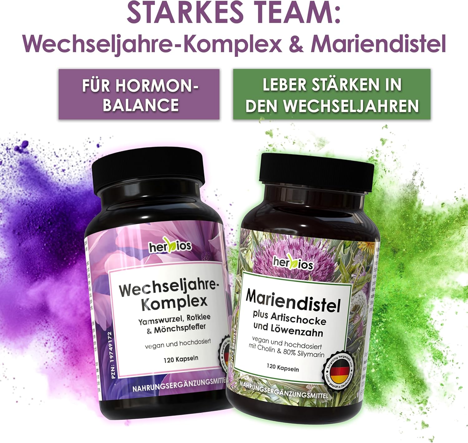 Frühlingsangebot* Menopause-Kapseln – 120 Stück für 2 Monate – Hochdosierte Yamswurzel, Rotklee & Mönchspfeffer – mit Eisenfolsäure & B-Vitaminen – Vegan & Hormonfrei, für Meno-Balance – Bild 7