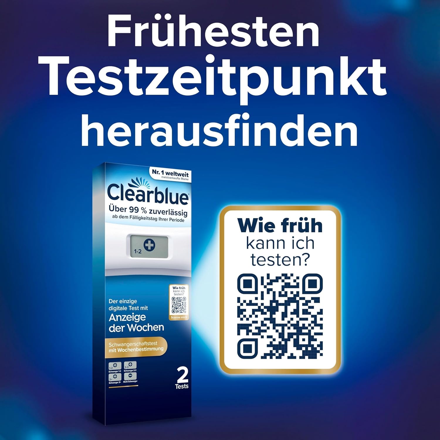 Clearblue Schwangerschaftstest, digitaler Schwangerschaftstest, 2 x Frühschwangerschaftstests / Frühschwangerschaftstests mit Wochenbestimmung, Schwangerschaftsbestimmung, 25 mIU/ml – Bild 7