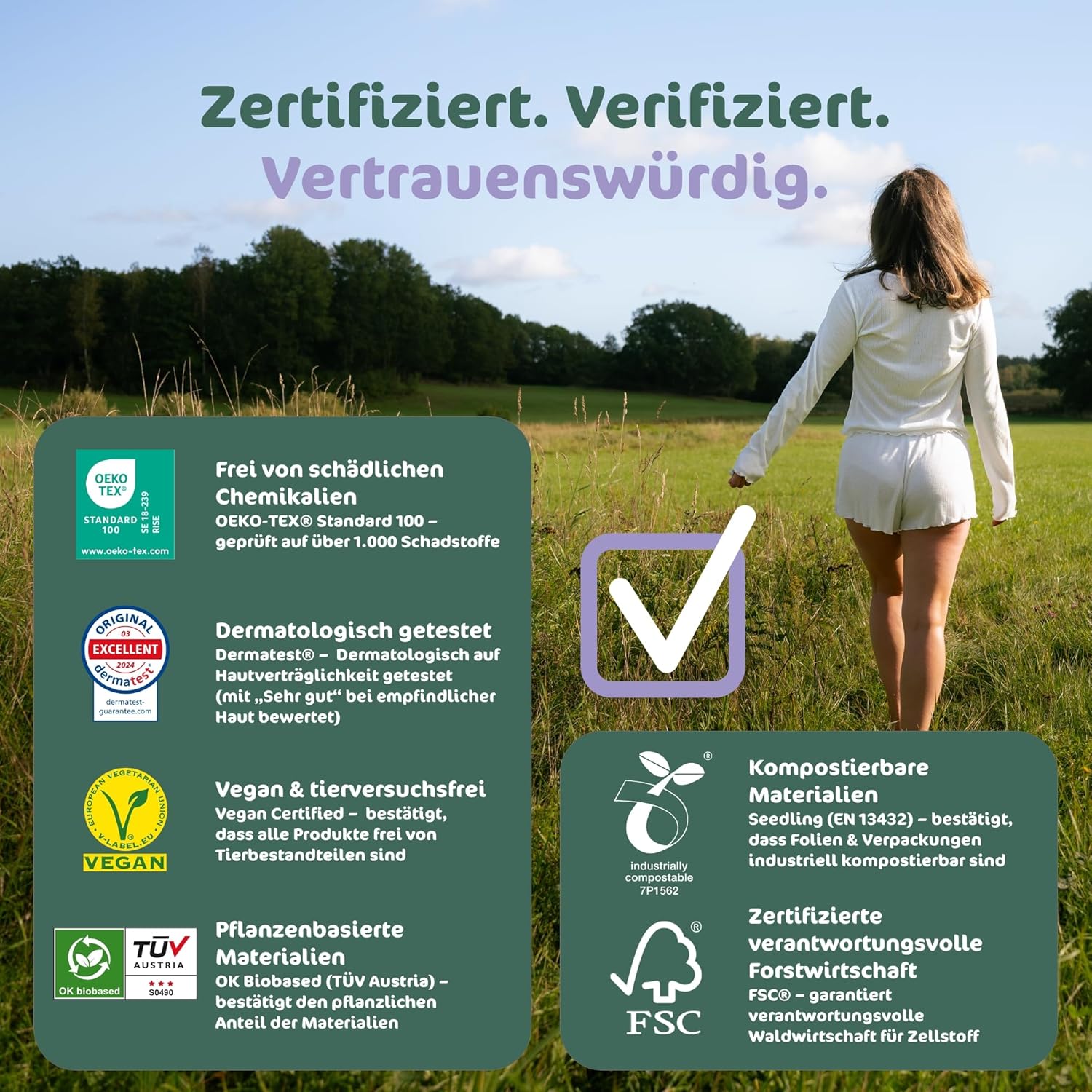 Naty Damenbinden Super mit Flügeln, 100 % zertifizierte Bio-Baumwolle auf der Haut, zertifiziert hautfreundlich, ohne Parfüm, 0 % herkömmliches Plastik, saugfähiger Schutz, 12 Pads – Bild 7