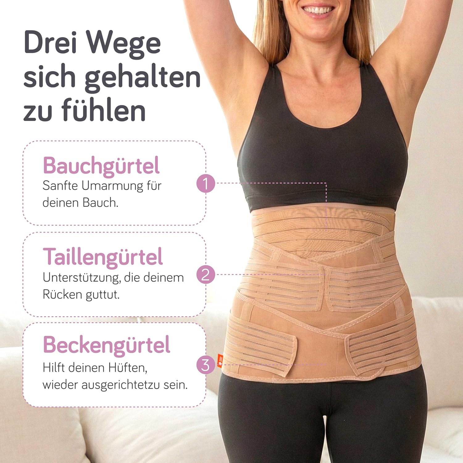Baby Uma Bauchgurt nach der Geburt, 3-in-1-Postpartum-Gürtel für Frauen, leicht und atmungsaktiv, Bauchband nach dem Kaiserschnitt, einfaches An- und Ausziehen – Bild 3