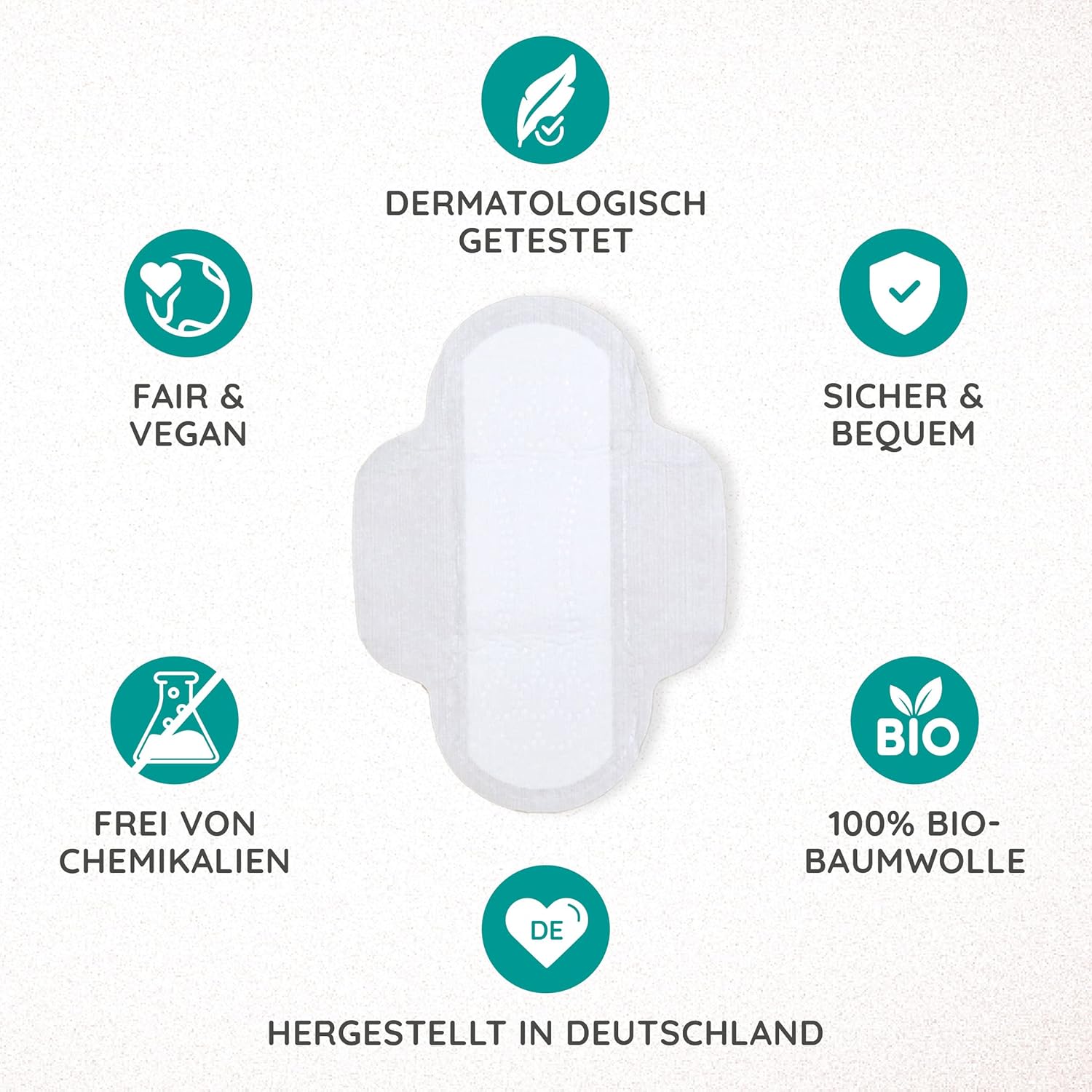 MYLILY Damenbinden Organic Tag (3 x 14 Stück) I 100 % Bio-Baumwolle | Keine Duftstoffe | Atmungsaktiv | Menstruation | Starke Blutung | Pads mit Flügeln I Bio – Bild 4