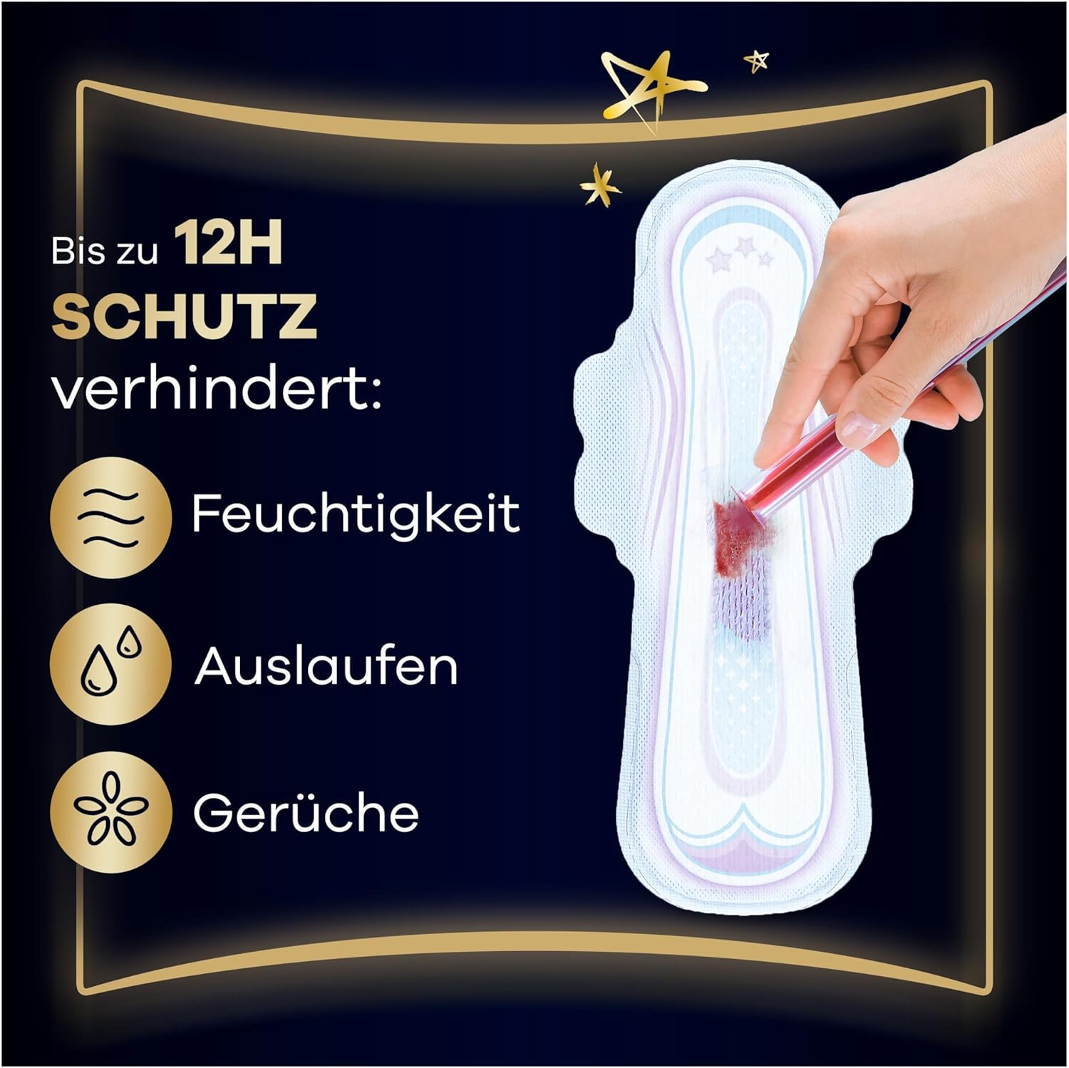 Always Ultra Secure Nachtbinden (Größe 5) mit Flügeln, 64 Stück, super saugfähig und ultradünn, für die Periode – Bild 4