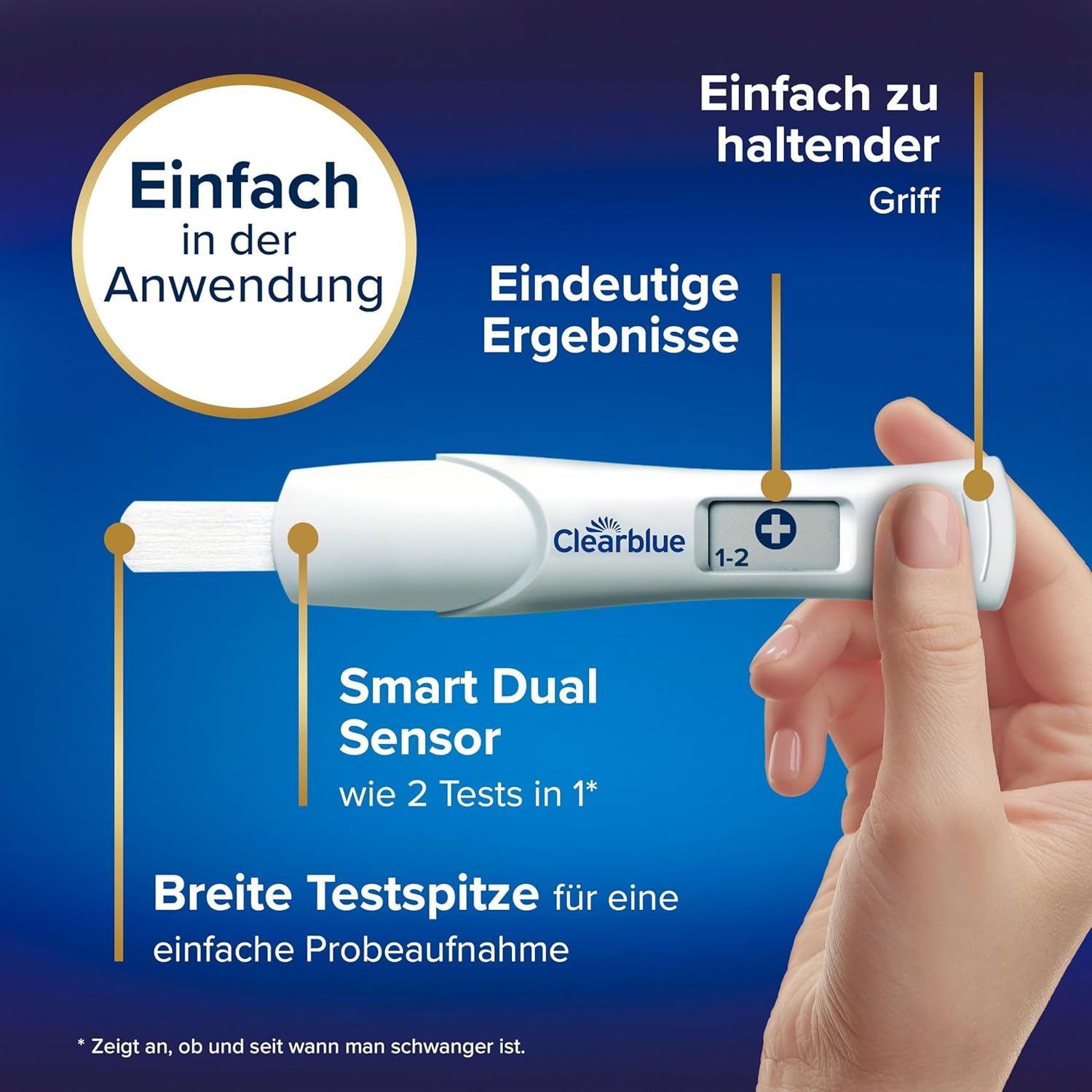 Clearblue Schwangerschaftstest, digitaler Schwangerschaftstest, 2 x Frühschwangerschaftstests / Frühschwangerschaftstests mit Wochenbestimmung, Schwangerschaftsbestimmung, 25 mIU/ml – Bild 4